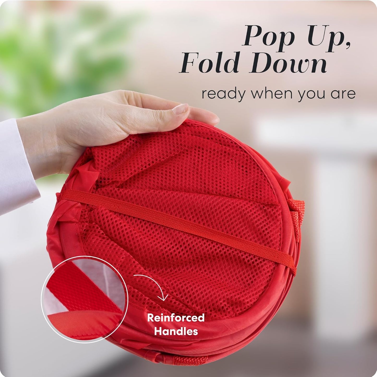 Handy Laundry Collapsible Mesh Pop Up Hamper with Wide Opening and Side Pocket - Breathable