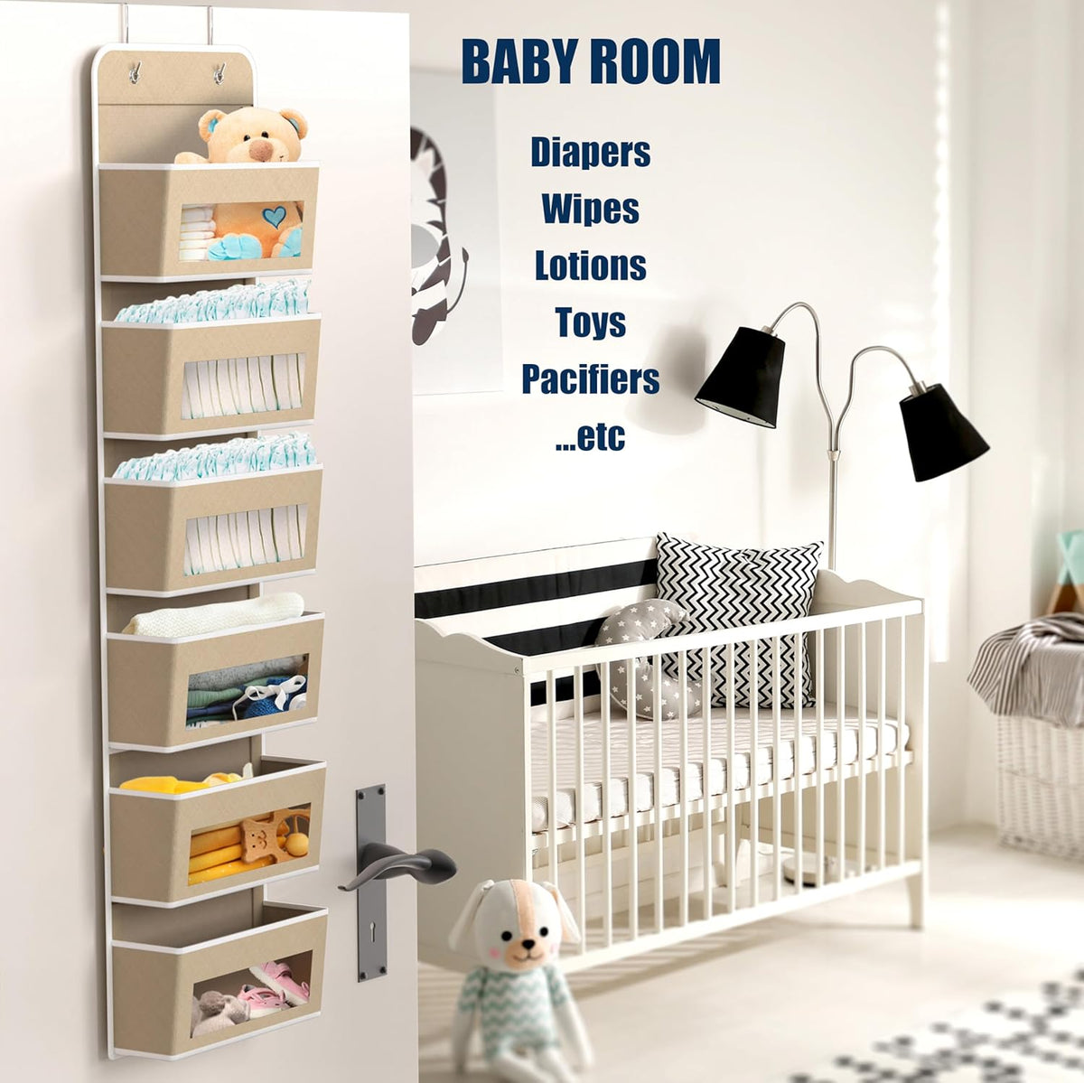 SIMPLE HOUSEWARE 6 Clear Window Pocket Over Closet Door Storage Hanging Organizer for Bedroom