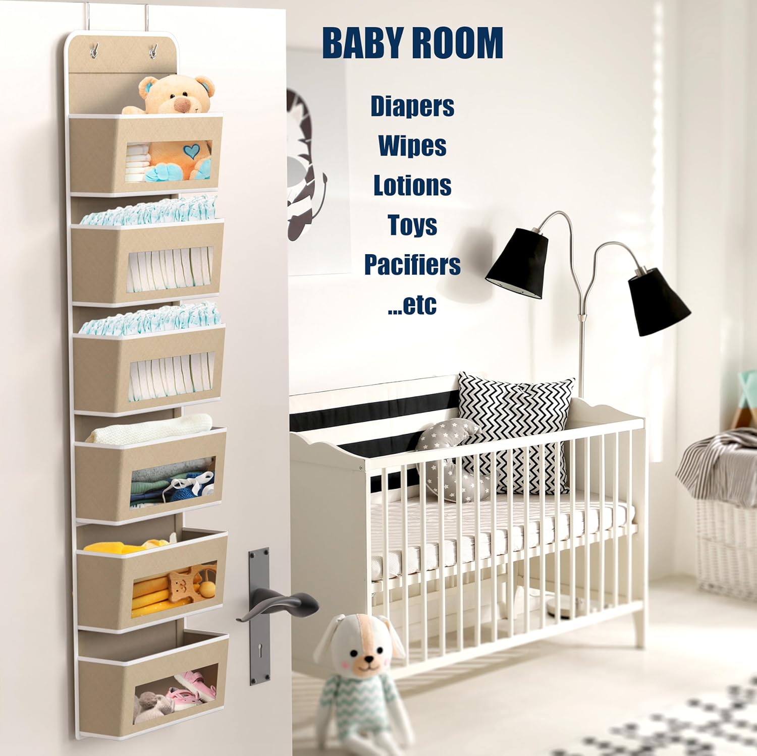 SIMPLE HOUSEWARE 6 Clear Window Pocket Over Closet Door Storage Hanging Organizer for Bedroom