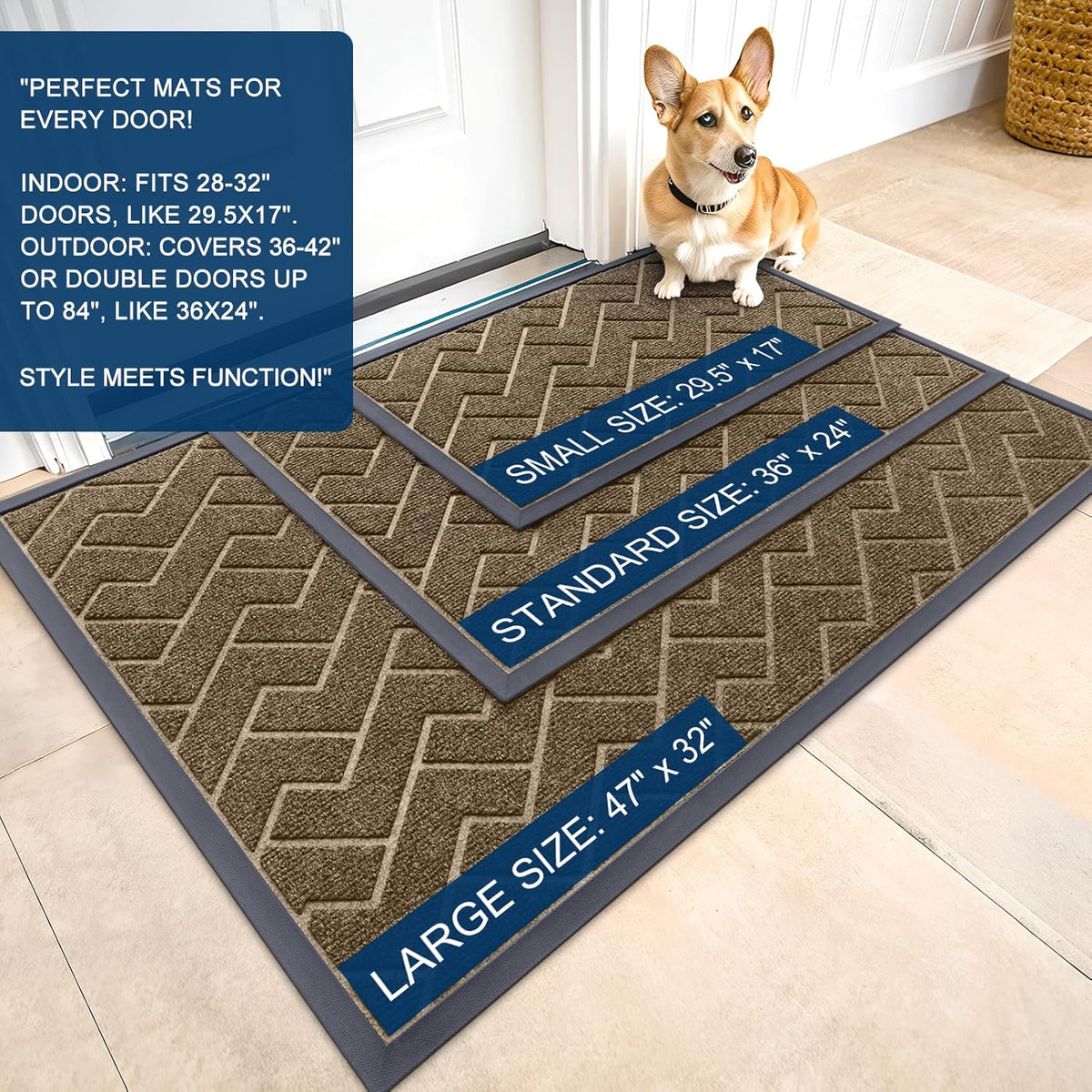 OLANLY Front Door Mat Indoor Outdoor Entrance, Waterproof All-Season, All-Weather Doormat, Sturdy
