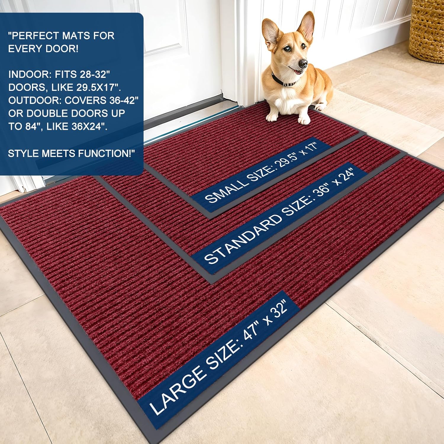 OLANLY Front Door Mat Indoor Outdoor Entrance, Waterproof Heavy Duty Doormat, Fade Resistant, Low