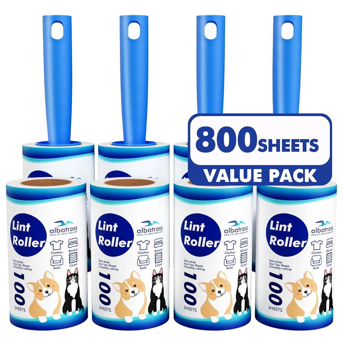 Lint Rollers for Pet Hair Extra Sticky, 800 Sheets Mega Value Set Lint Rollers for Pet Hair