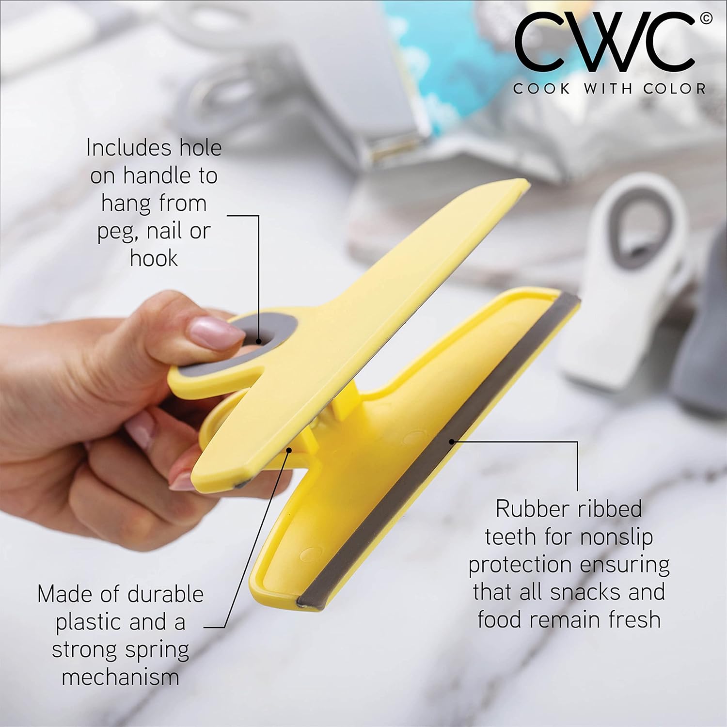 COOK WITH COLOR Bag Clips - Heavy Duty Chip Clip and Refrigerator Magnet Clips for Food Storage