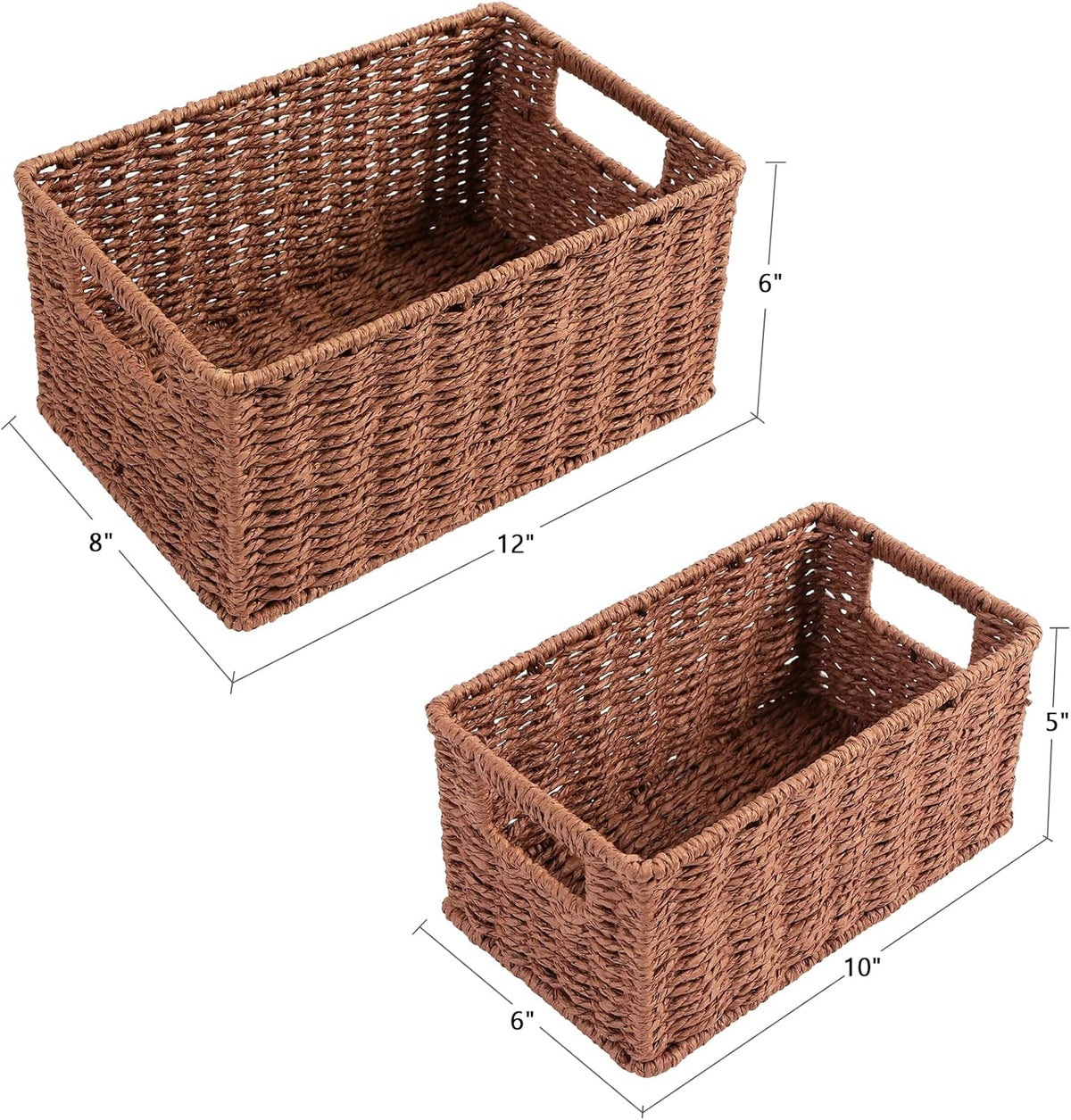 HOONEX Woven Baskets for Storage, Paper Rope Baskets with Sturdy Metal Wire Frame, Baskets for