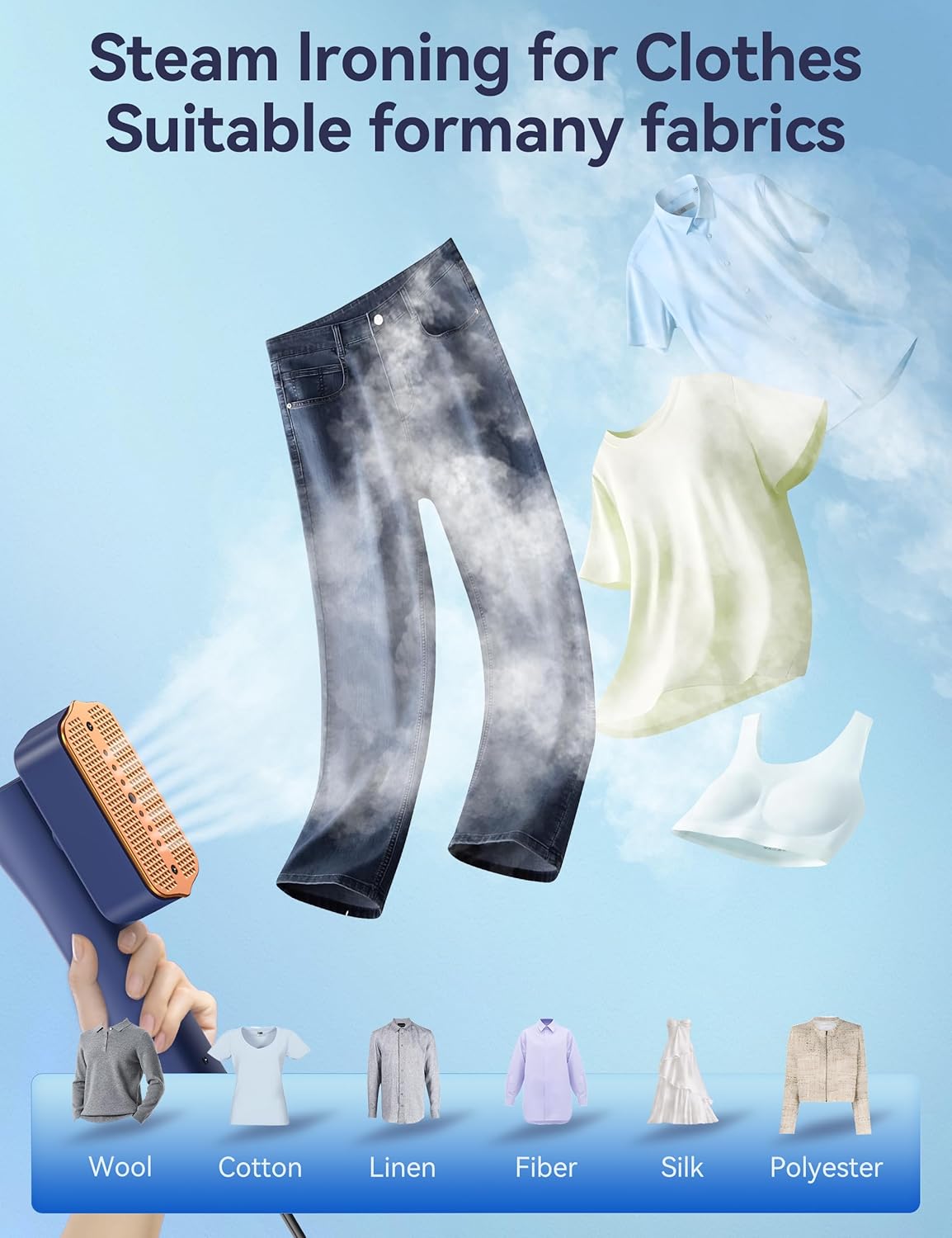 Steamer for Clothes Portable Handheld Garment Steamer,15s Fast Heat-up,100ml Water Tank,Steamer