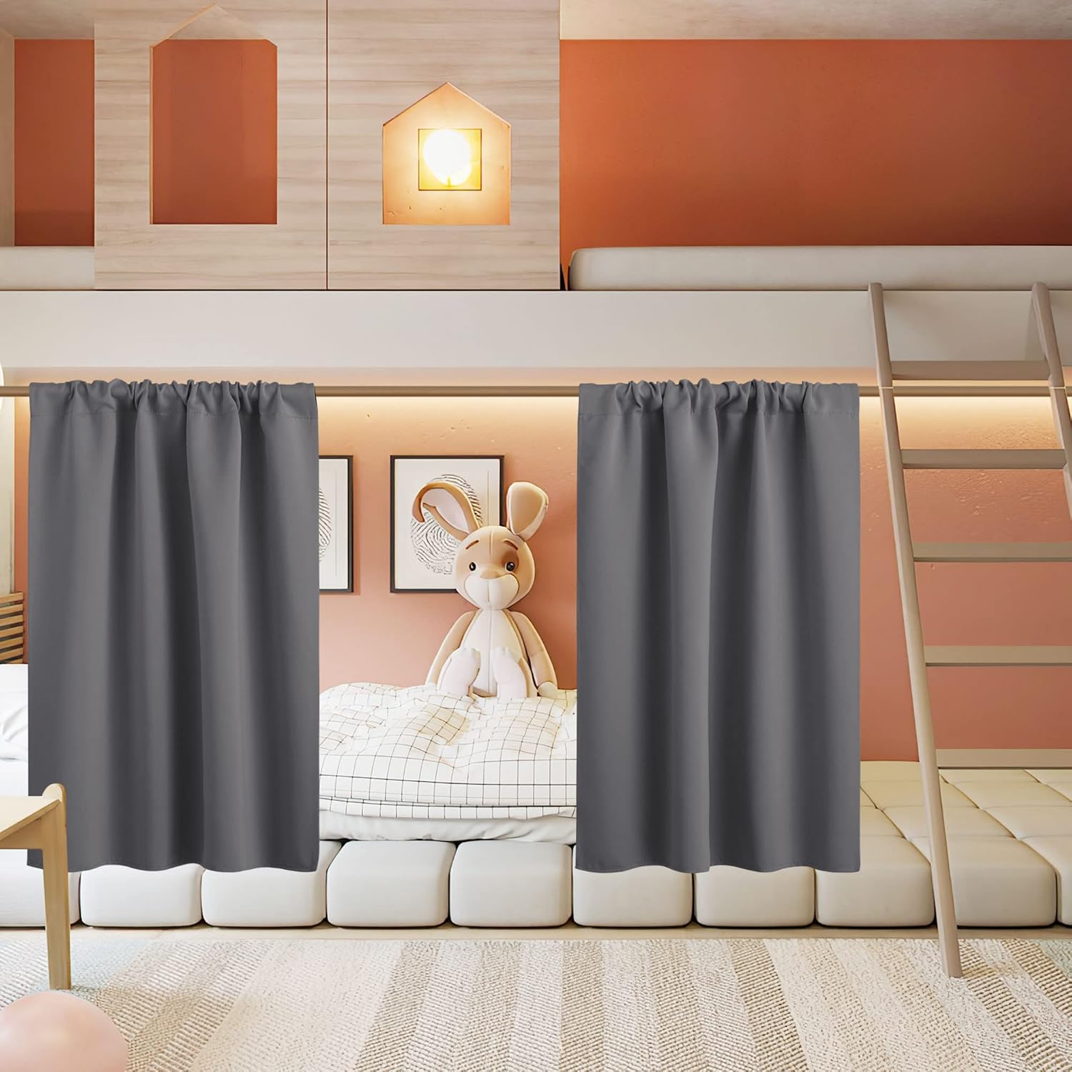 RYB HOME Short Curtains for Living Room Blackout Portable Blinds Shades for Bedroom Bathroom