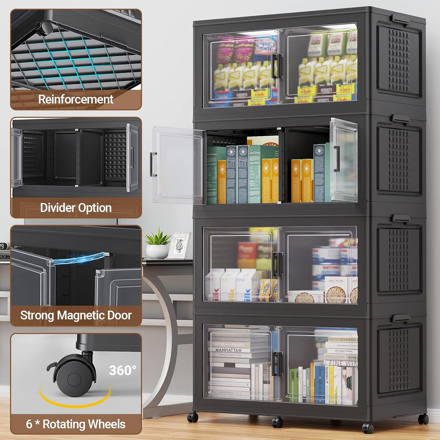 BROVIEW 52.7"H 150Gal Plastic Storage Bins with Lid & Wheels,3Pack Extra Large Stackable Storage