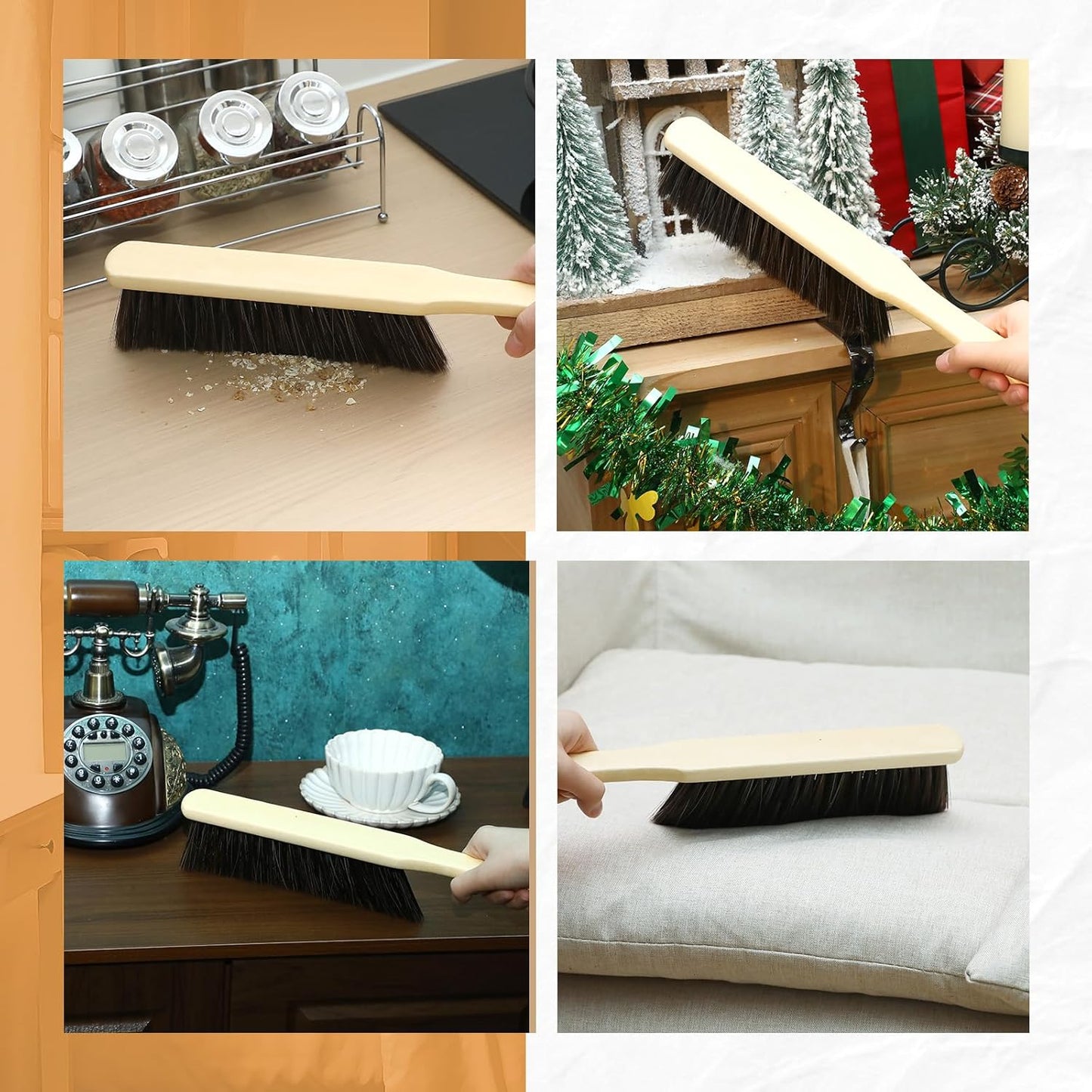 Tioncy 16 Pieces Wooden Dust Brush Bulk Hand Broom Bench Soft Bristle Cleaning Outdoor Furniture