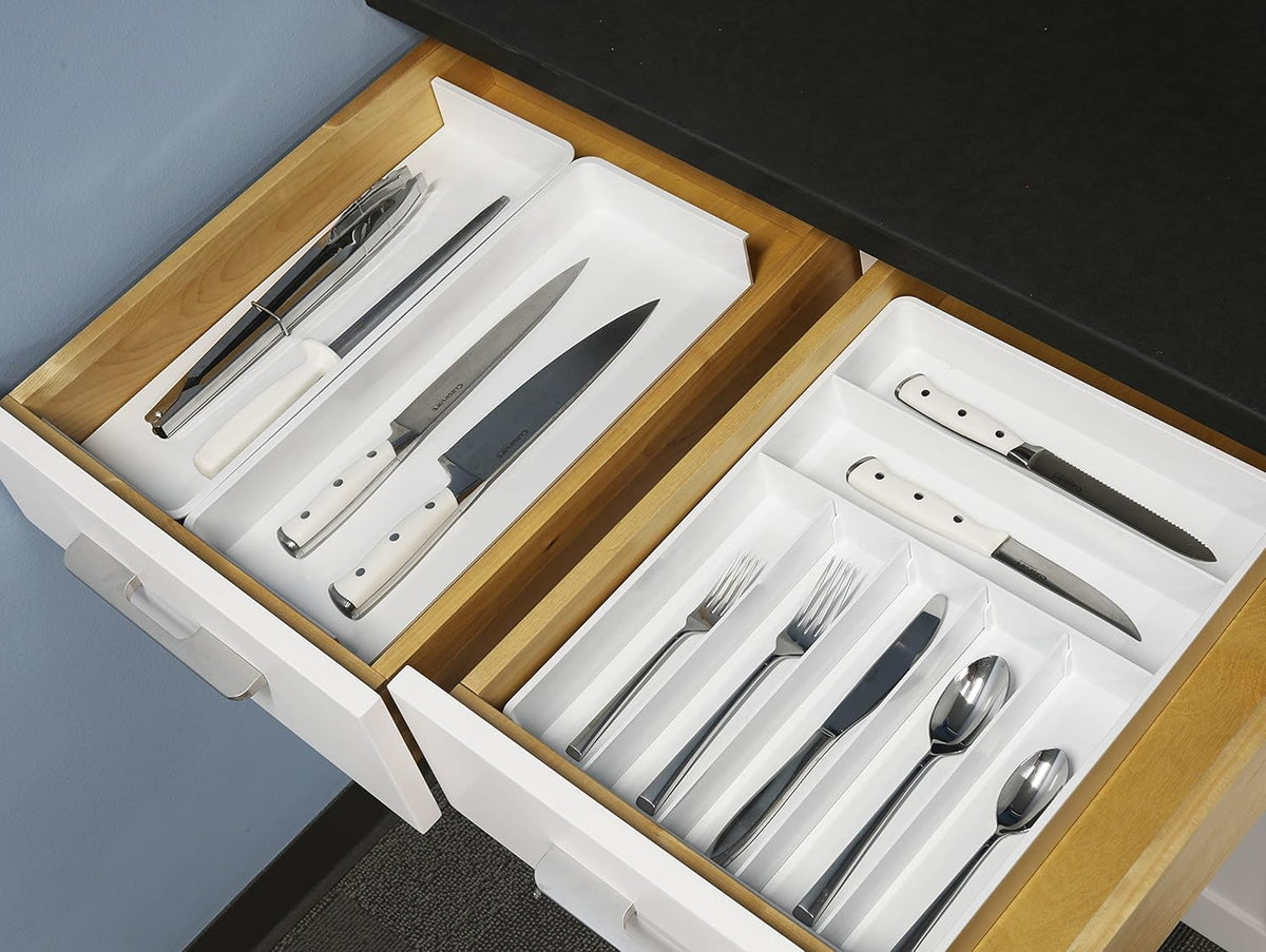 Simple Houseware Expandable & Adjustable Cutlery Drawer Organizer - Large Utensil and Flatware Tray