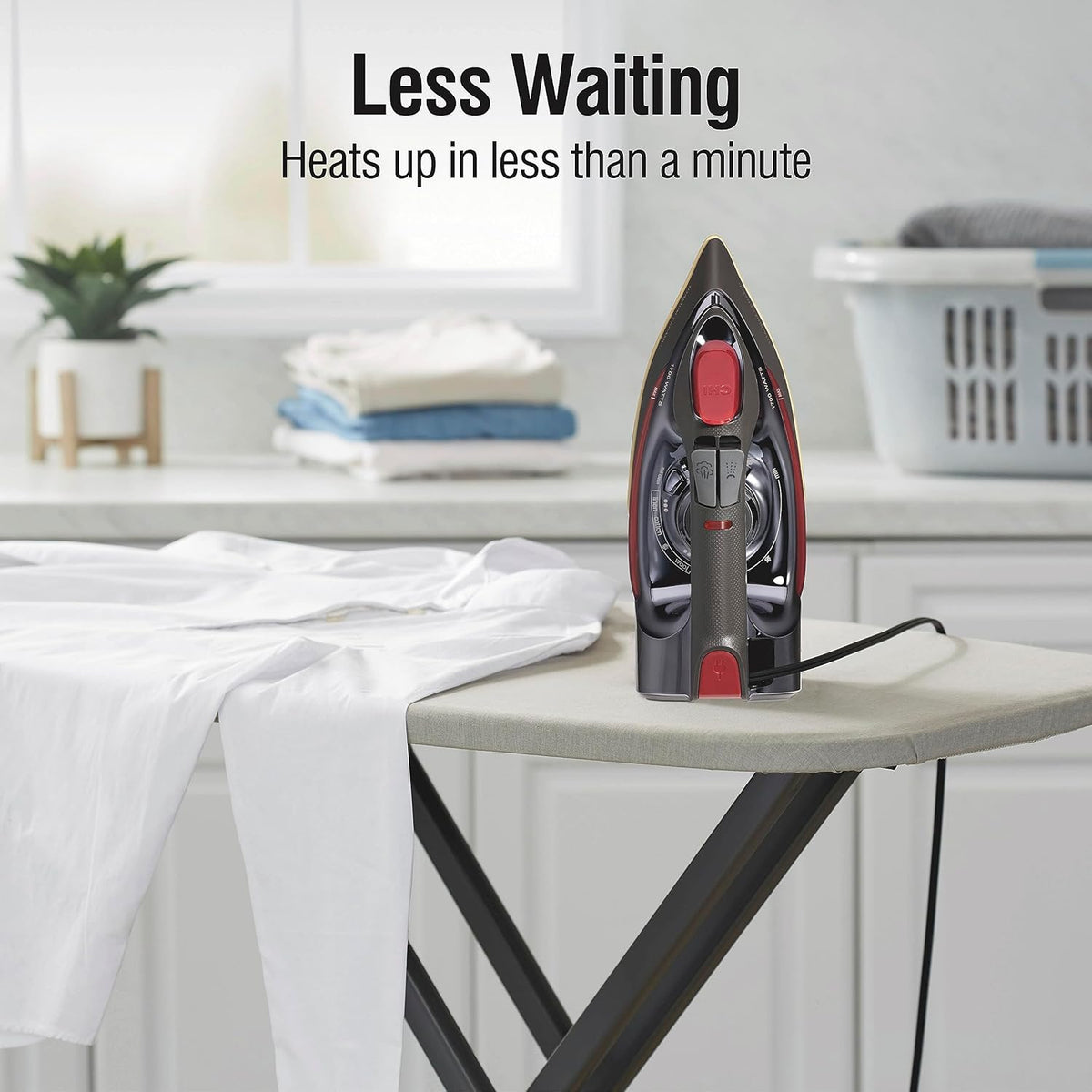 CHI Steam Iron for Clothes with 8’ Retractable Cord, 1700 Watts, 3-Way Auto Shutoff, 400+ Holes