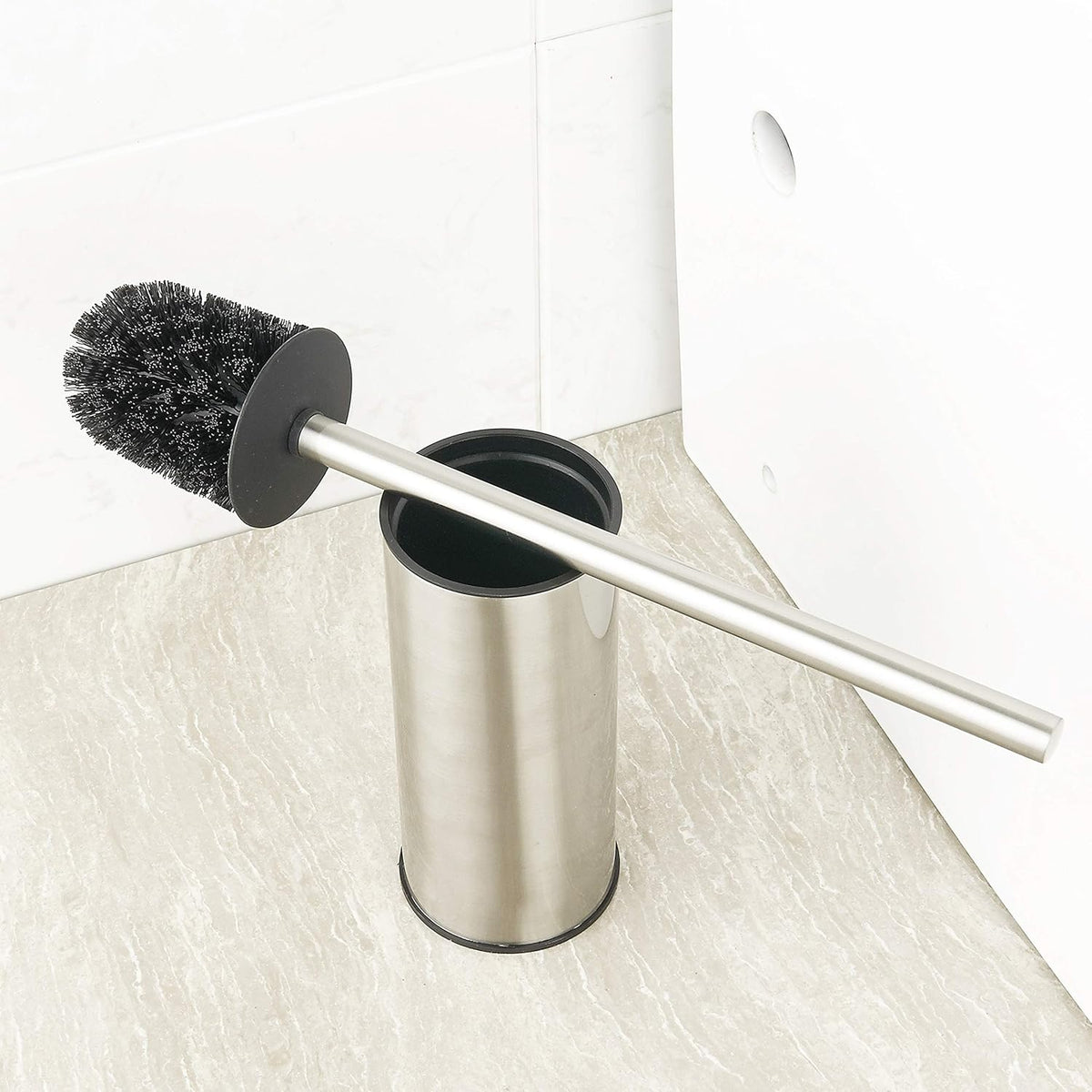 BGL Toilet Brush Holder Brushed Nickel, Stainless Steel 304 Brushed Nickel Round Freestanding