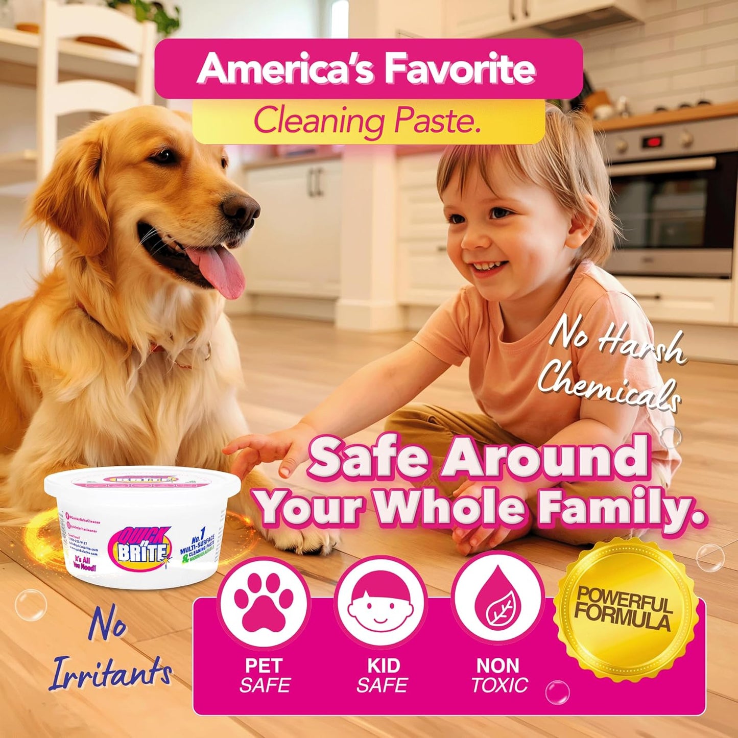 Quick 'n Brite All Purpose Cleaning Paste – Miracle Cleaner for Tough Stains, Biodegradable