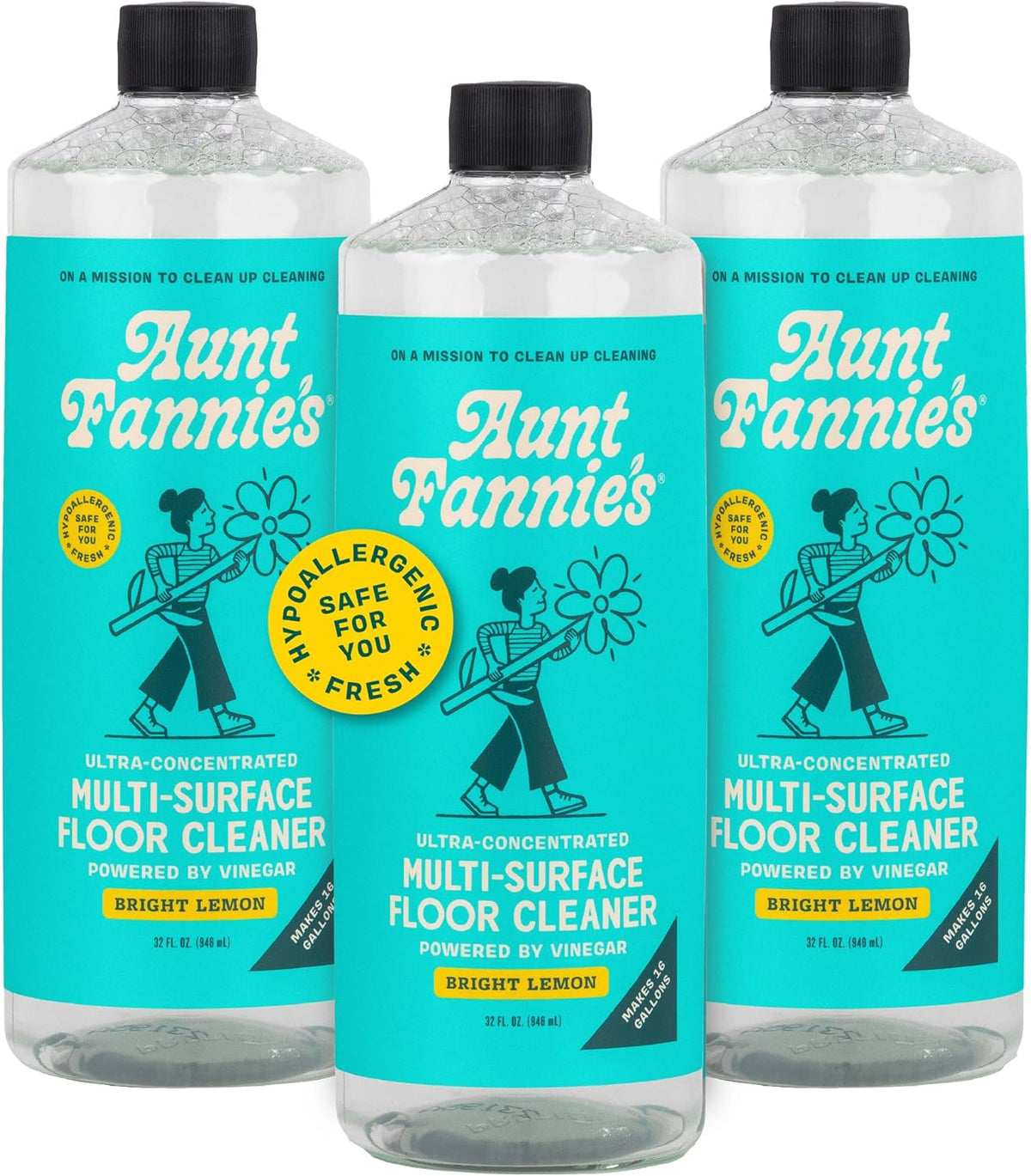 Aunt Fannie's Ultra Concentrated Floor Cleaner Vinegar Wash, Multi-Surface Solution For Mopping