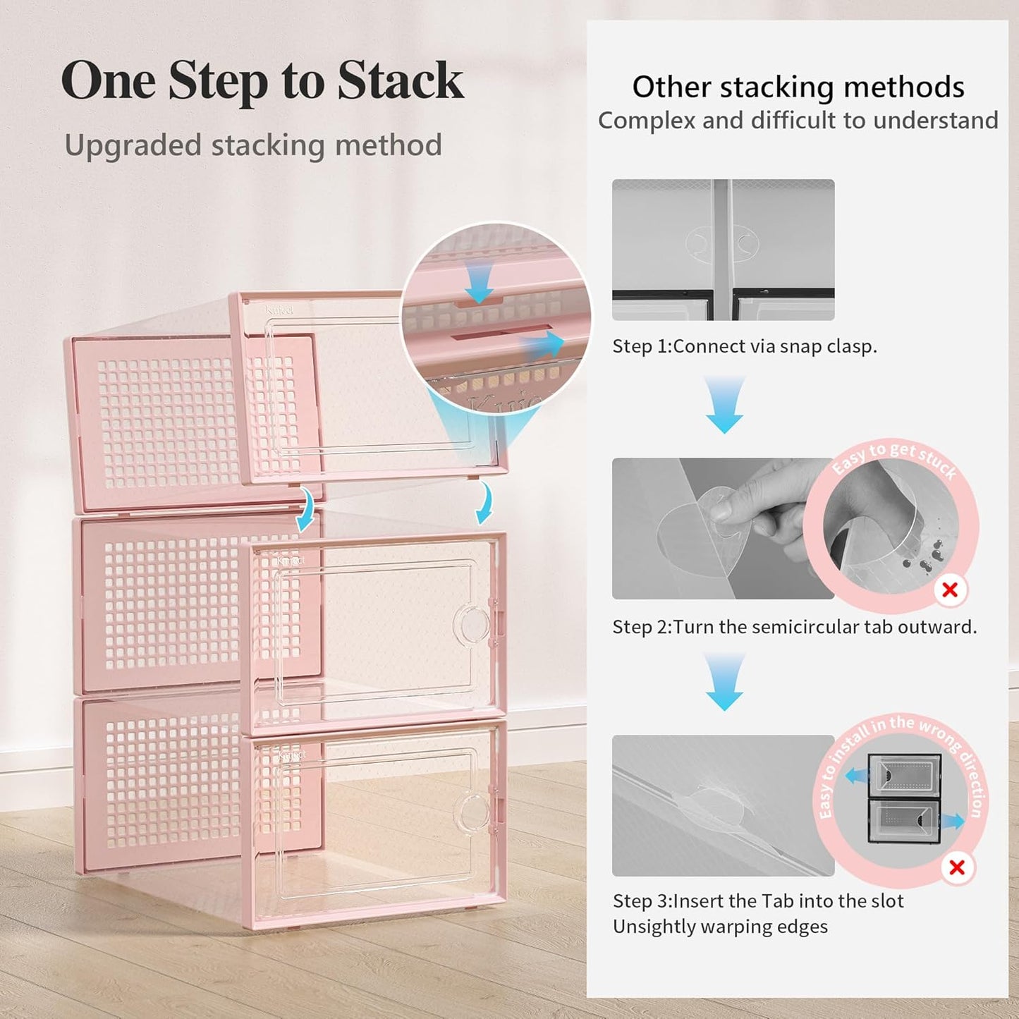Kuject X-Large Shoe Storage Boxes Organizers Clear Plastic Stackable 12 Pack, Shoe Rack & Holder
