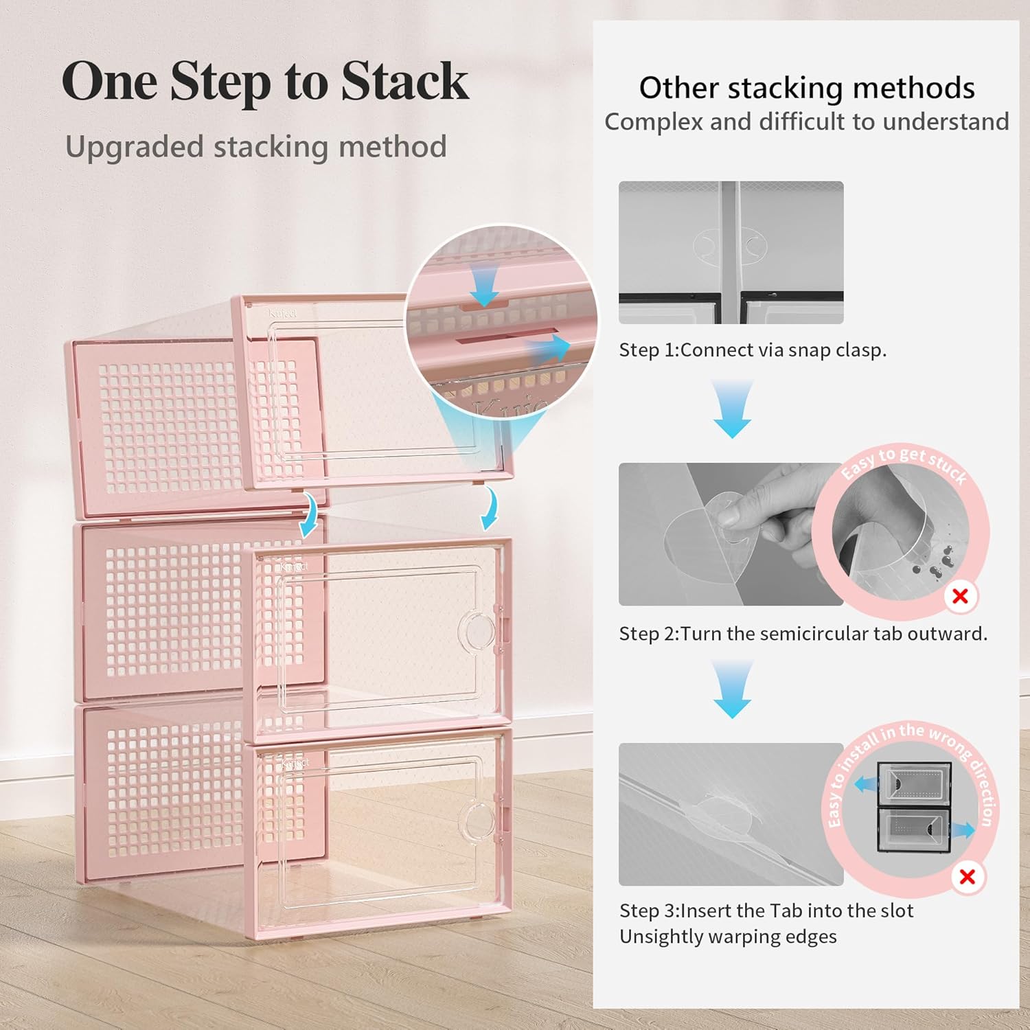 Kuject X-Large Shoe Storage Boxes Organizers Clear Plastic Stackable 12 Pack, Shoe Rack & Holder