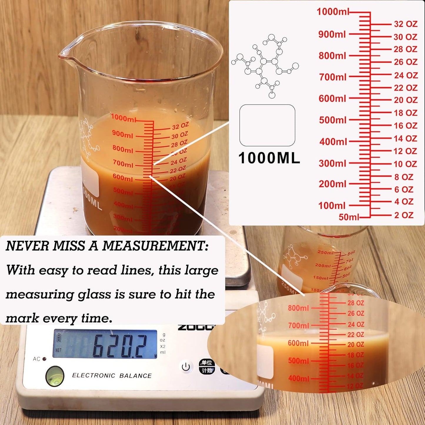 High Borosilicate Glass Measuring Cup Set-V-Shaped Spout,Includes 60ml(2OZ), 120ml(4OZ)
