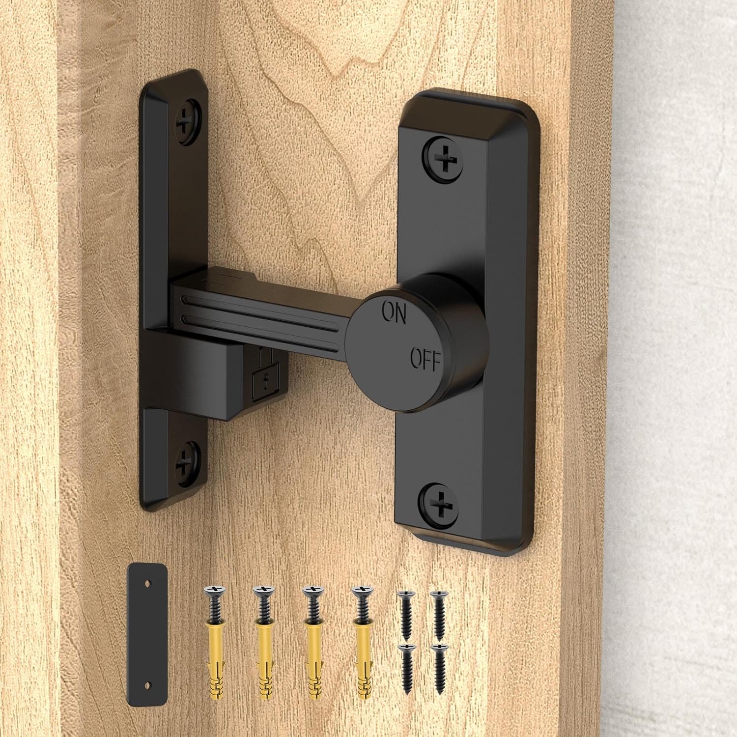 Barn Door Lock Latch, 90/180 Degree Flip Sliding Door Latch for Garage, Bedroom, Cabinet, Sturdy