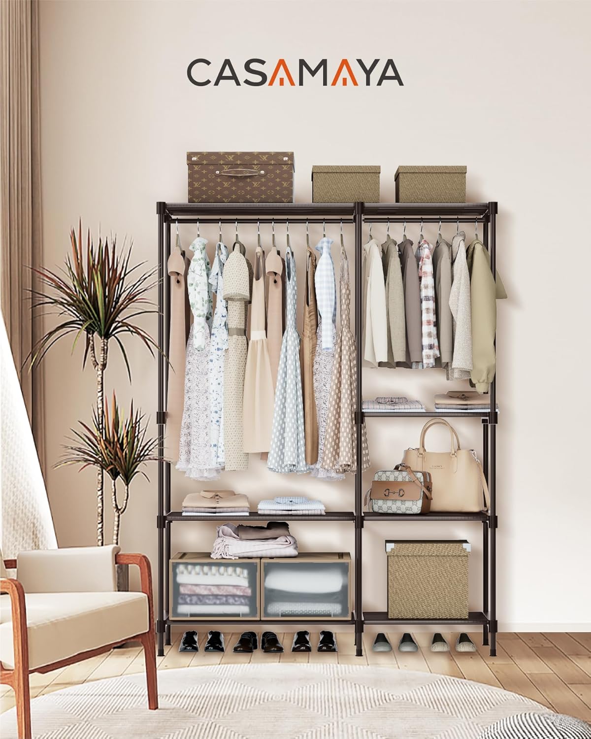 Clothes Rack, Portable Closet, 44.9 Inch Large Capacity Wardrobe Closet, Clothes Storage Organizer