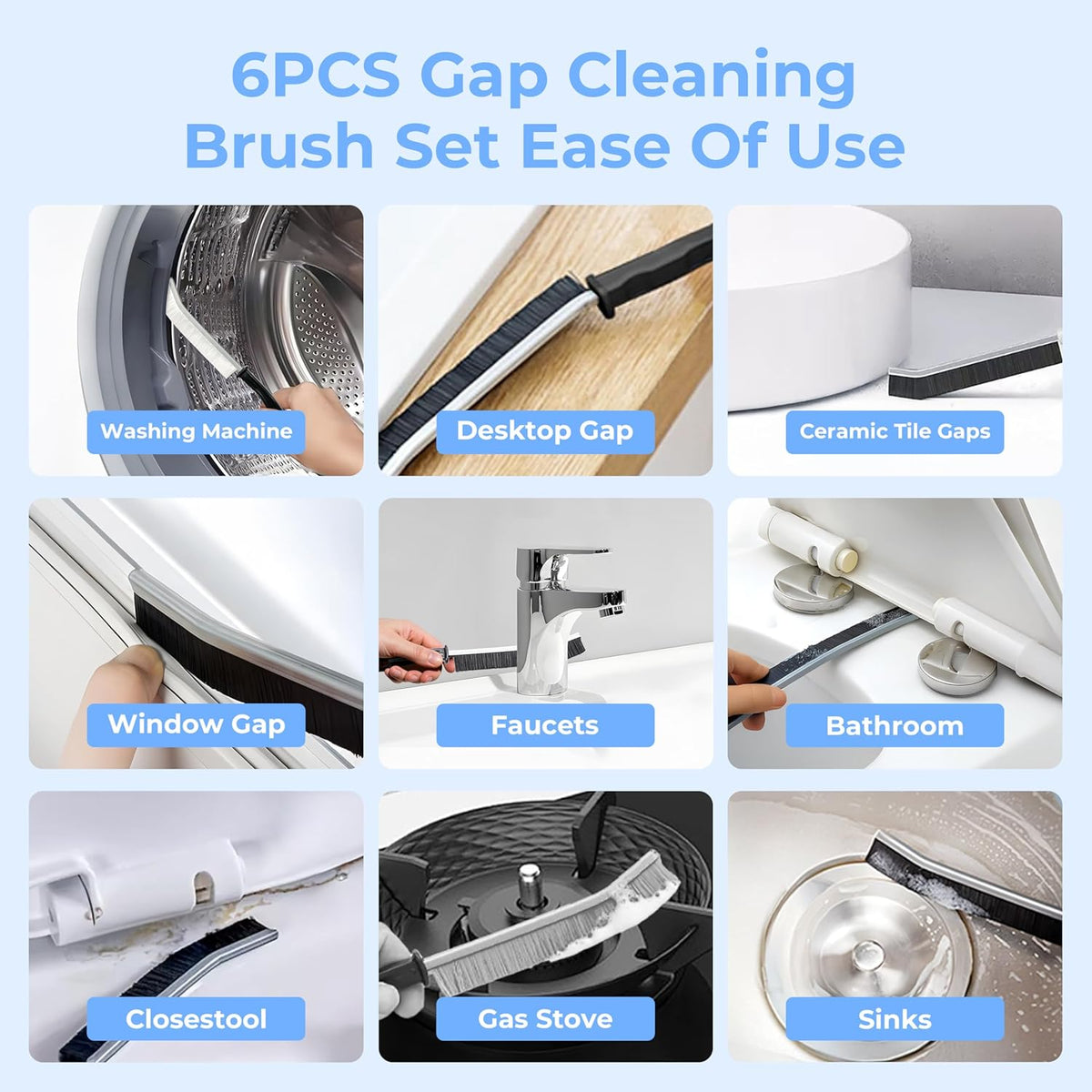 Crevice Cleaning Brush, Hard-Bristled Gap Scrub Brush, Toilet Gap Cleaning Brush Tool, for Scrub