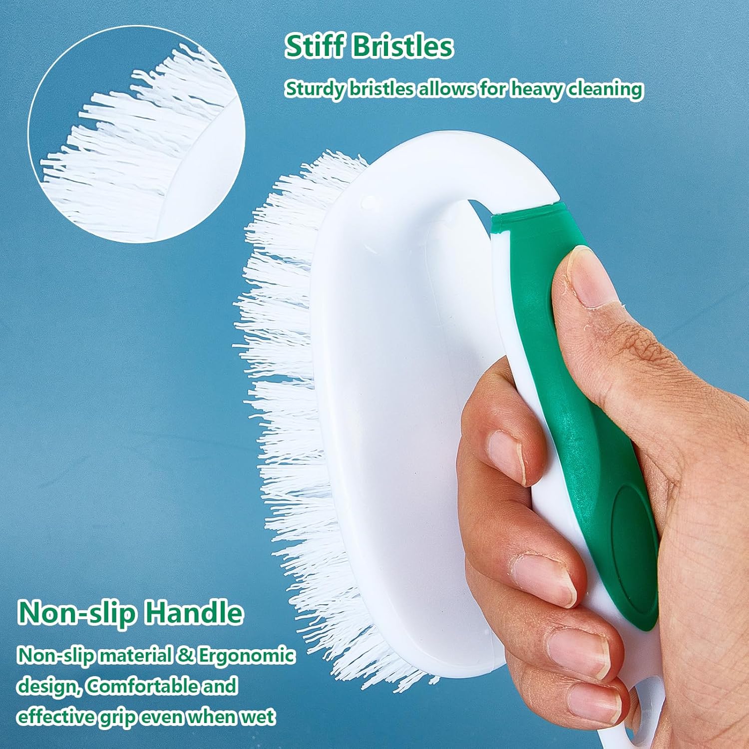 Scrub Brush Set, 4 Pack Deep Cleaning Brush Kit - 2 Scrub Brush, 2 Tile & Grout Brush with Built-in