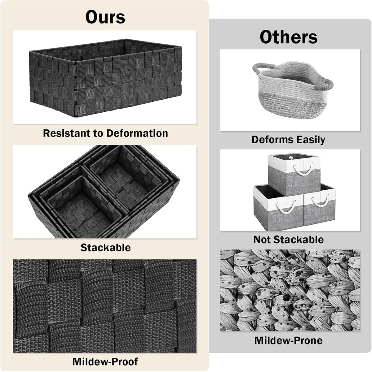 Woven Storage Baskets, Storage Bins, Cube Basket Container Baskets Storage Boxes Organizers for