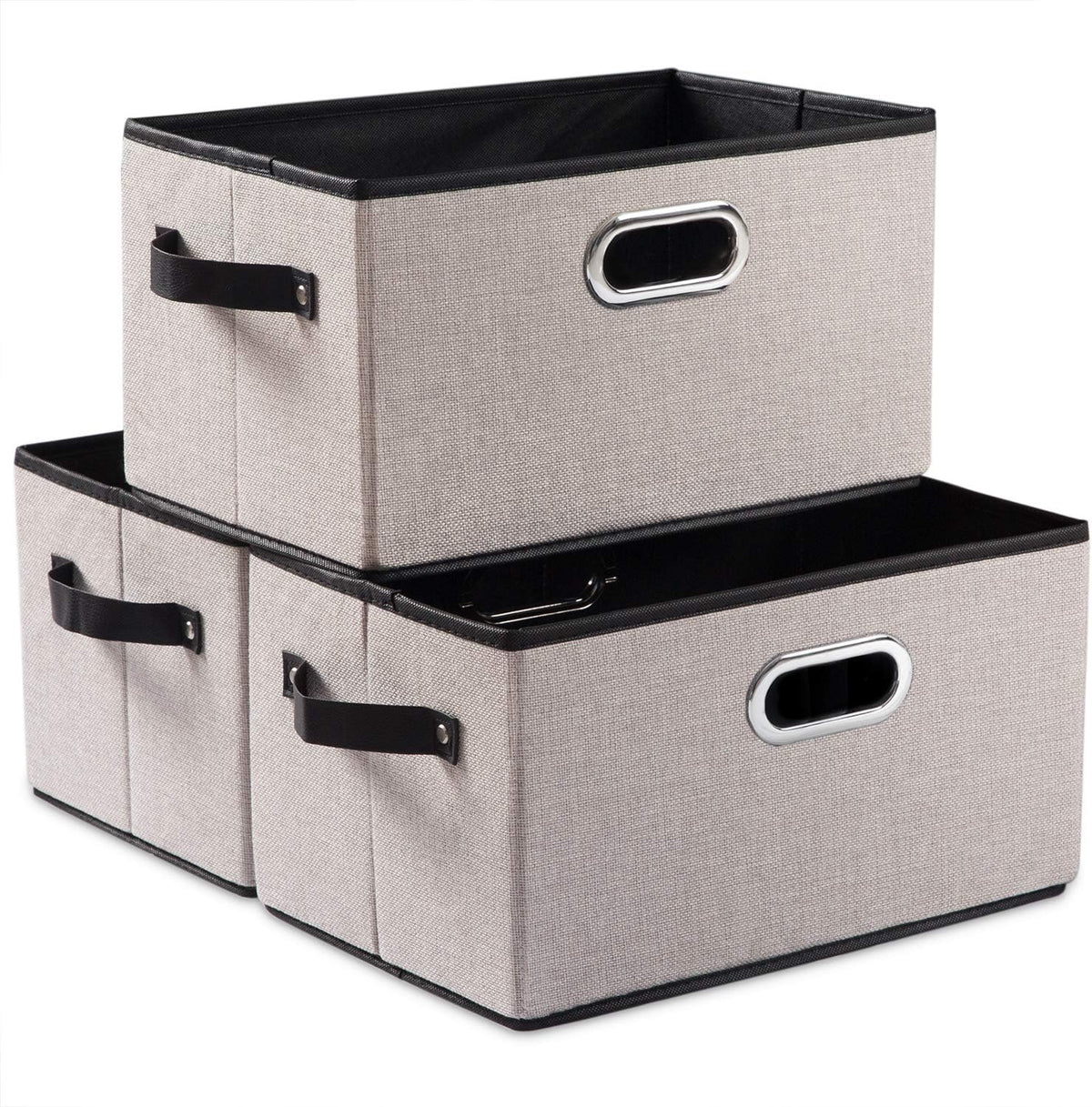 PRANDOM Fodable Storage Bins for Closet [3-pack] Decorative Fabric Storage Baskets Cubes with