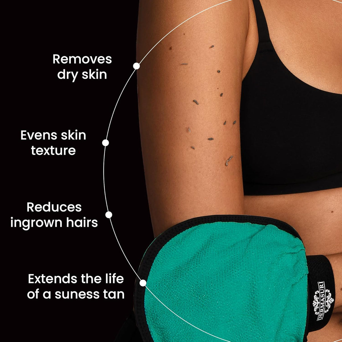 Dermasuri - Deep Exfoliating Glove - Korean Exfoliating Mitt - Body Scrubber for Shower - Buffs Dry