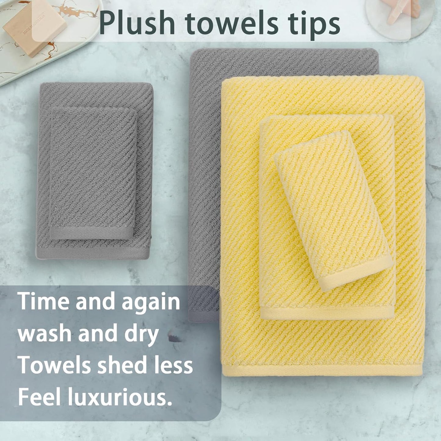 VOOVA & MOVAS Towels for Bathroom, Bath Towels with Hanging Loop - 100% Cotton | Soft | Quick Dry |