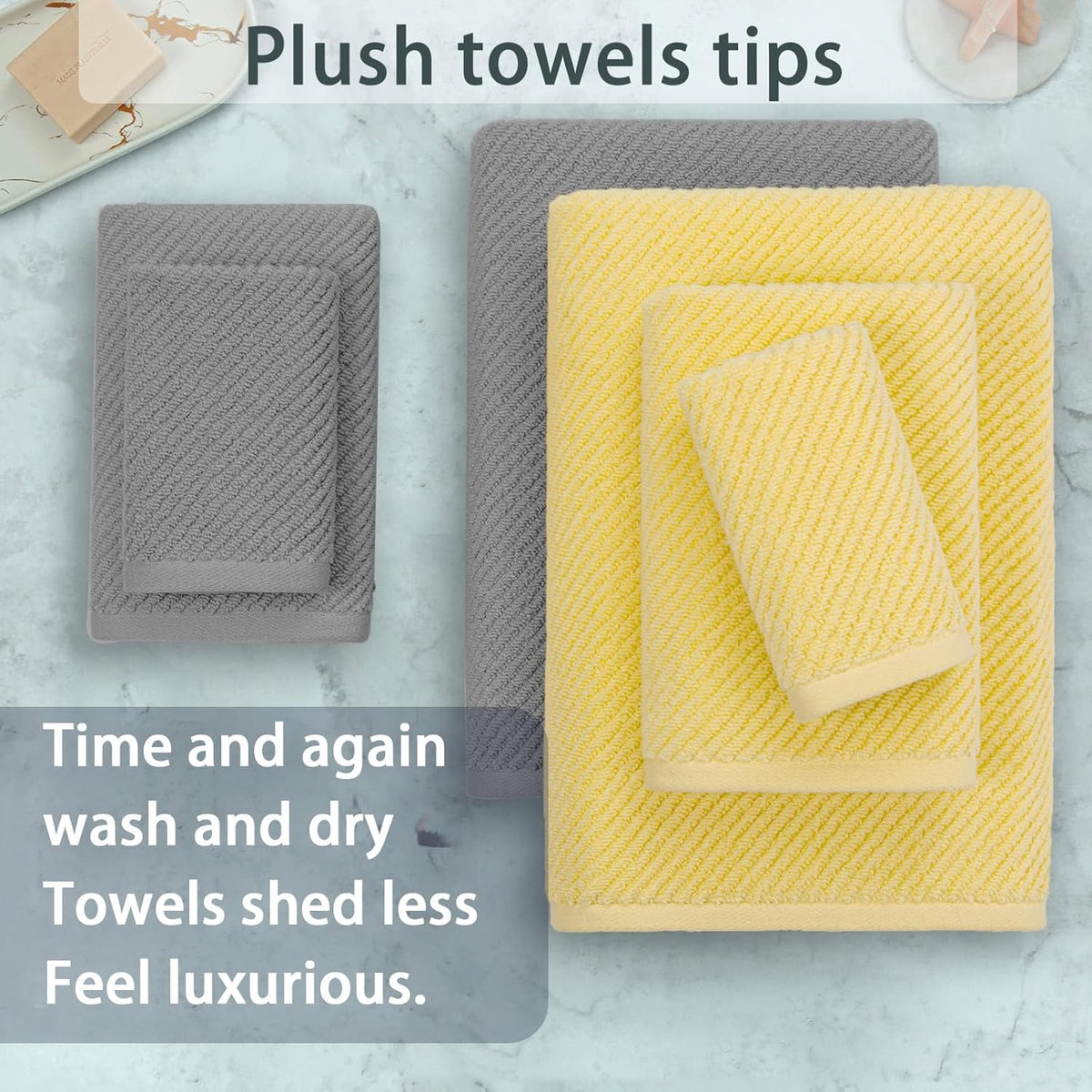 VOOVA & MOVAS Towels for Bathroom, Bath Towels with Hanging Loop - 100% Cotton | Soft | Quick Dry |
