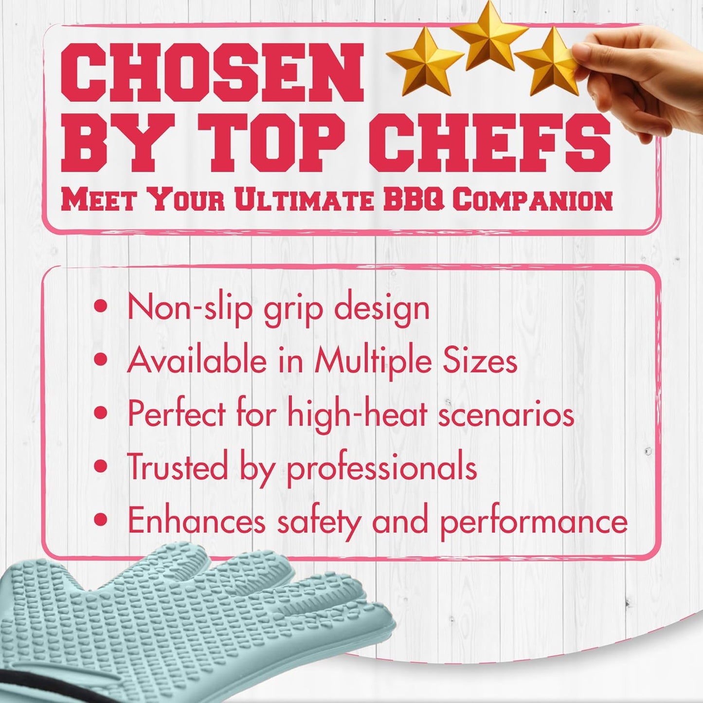 KITCHEN PERFECTION S Silicone Smoker Oven Gloves for Women -Extreme Heat Resistant BBQ Gloves