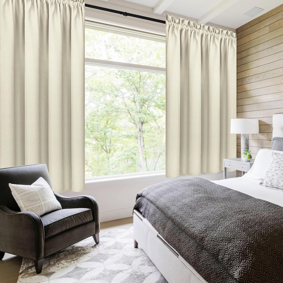 DWCN Blackout Curtains for Bedroom – Rod Pocket Thermal Insulated Noise Reducing Noise Reducing