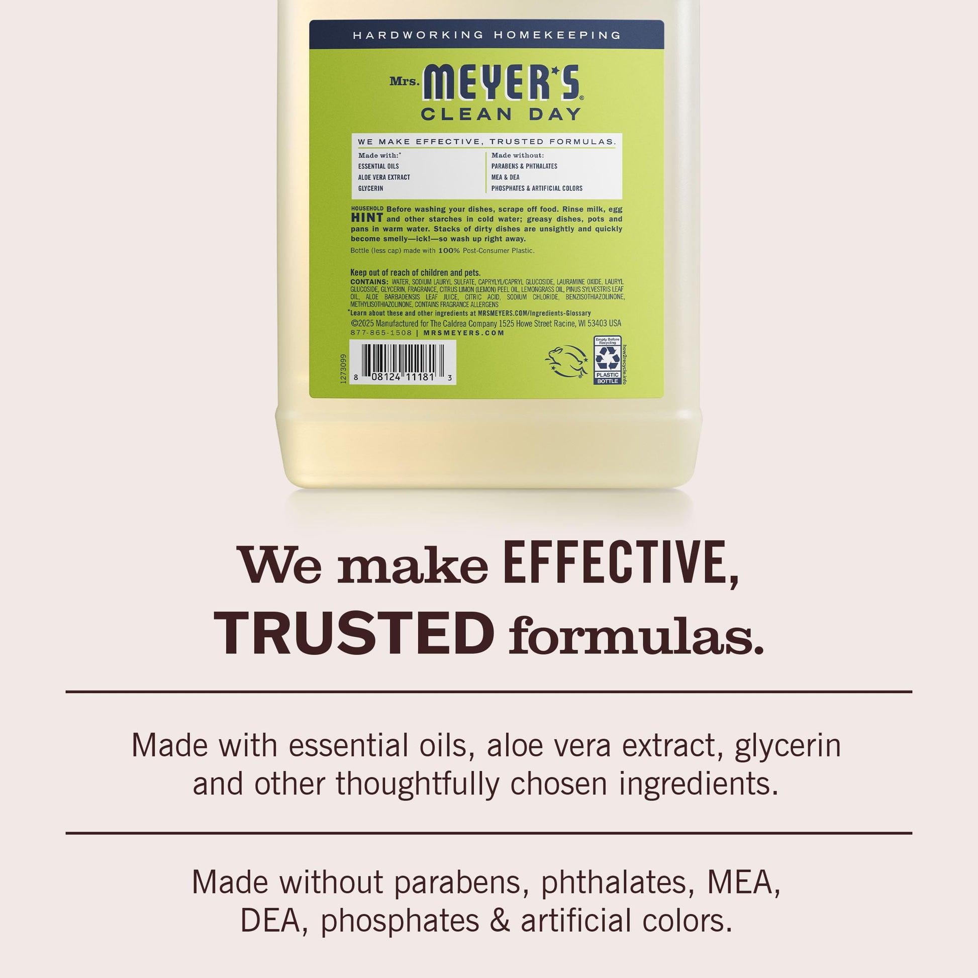 Mrs. Meyer's Clean Day, Liquid Dish Soap Refill, Lemon Verbena, 48 Fl Oz