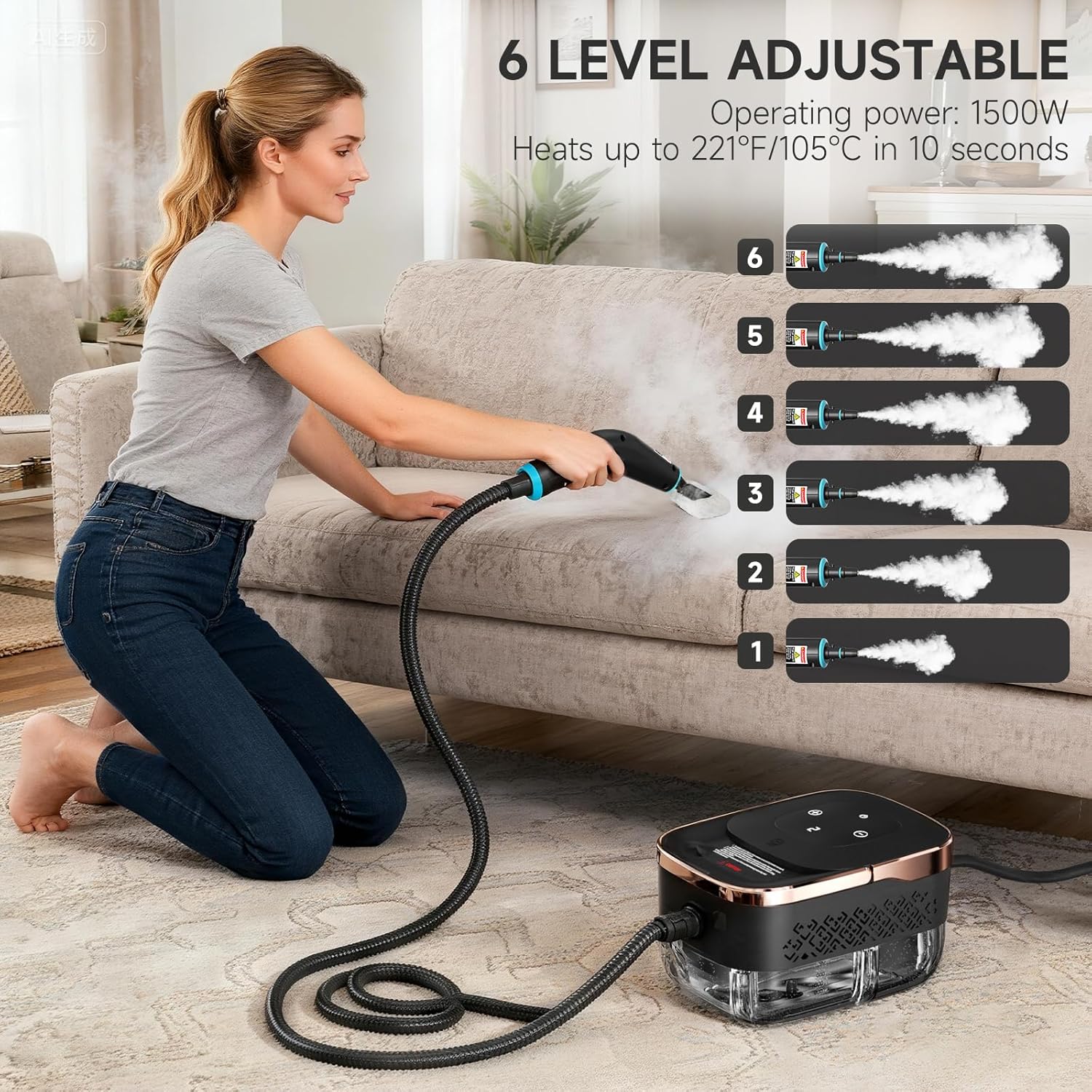 Steam Cleaner, Portable Steamer for Cleaning, Multipurpose Cleaning Steamer with Replacement Heads