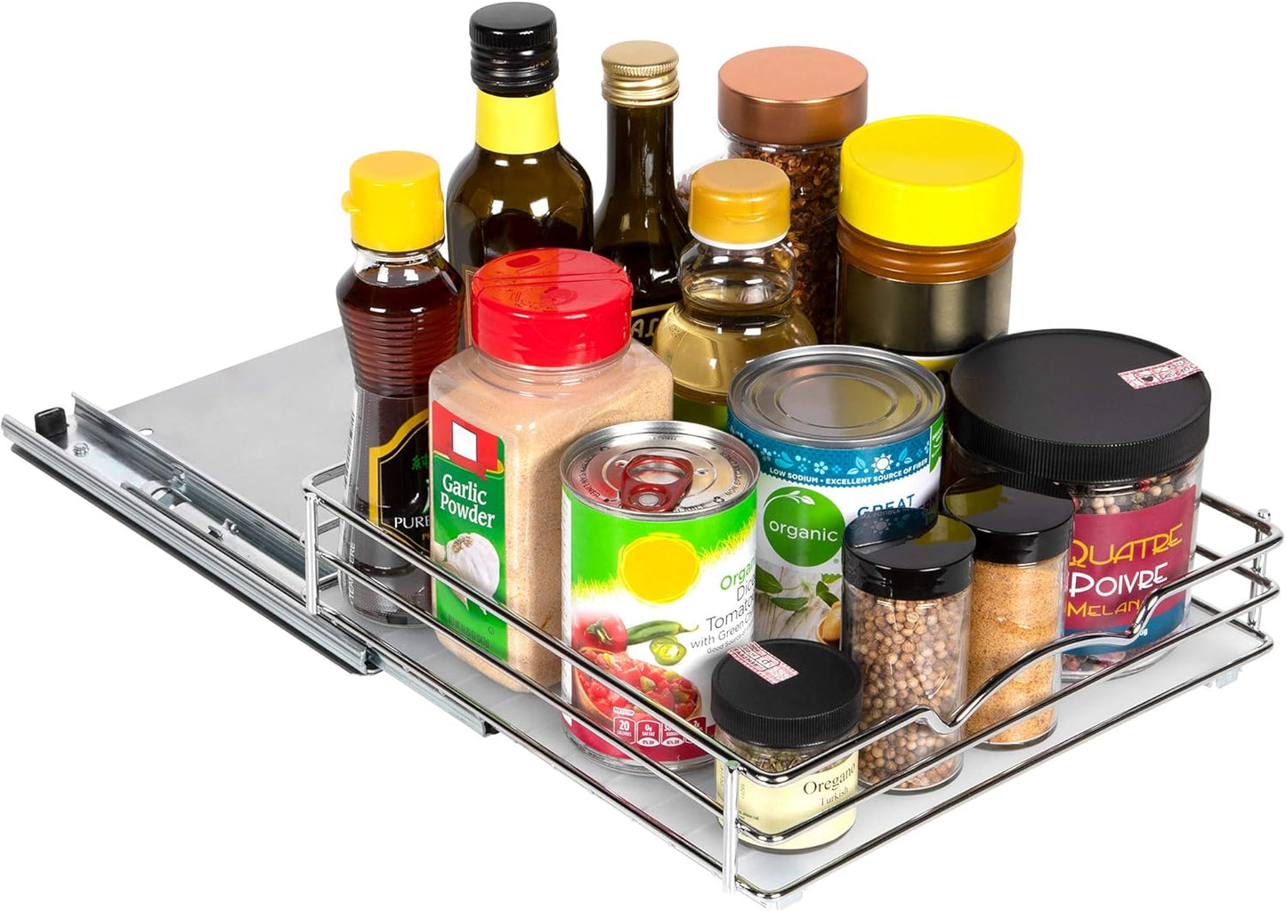 Pull Out Cabinet Organizer for Spices, Cans - Heavy Duty with Lifetime Limited Warranty- Pull Out