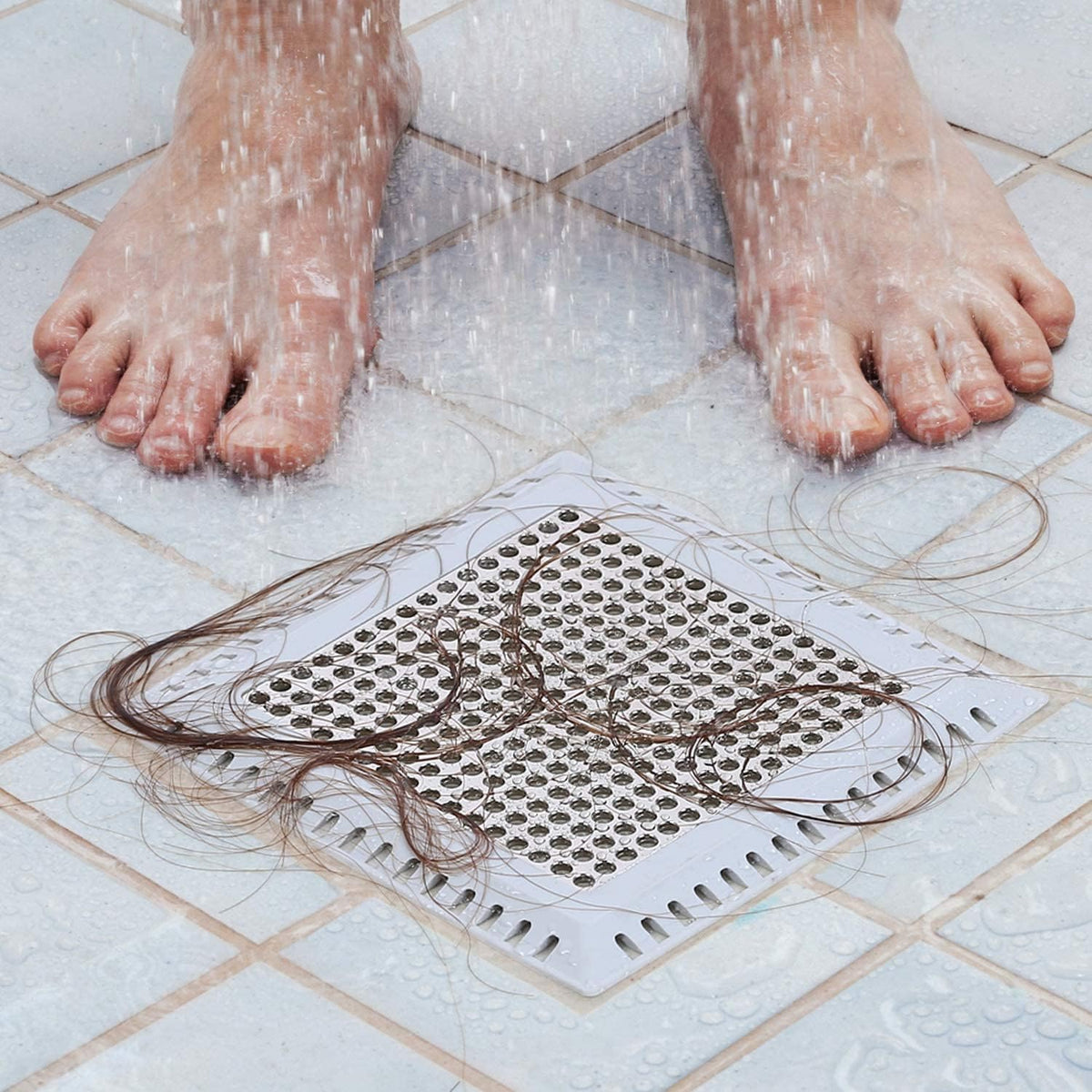 Drain Hair Catcher/Drain Strainer/Square Shower Drain Cover for Bathroom Floor Drain, Stainless