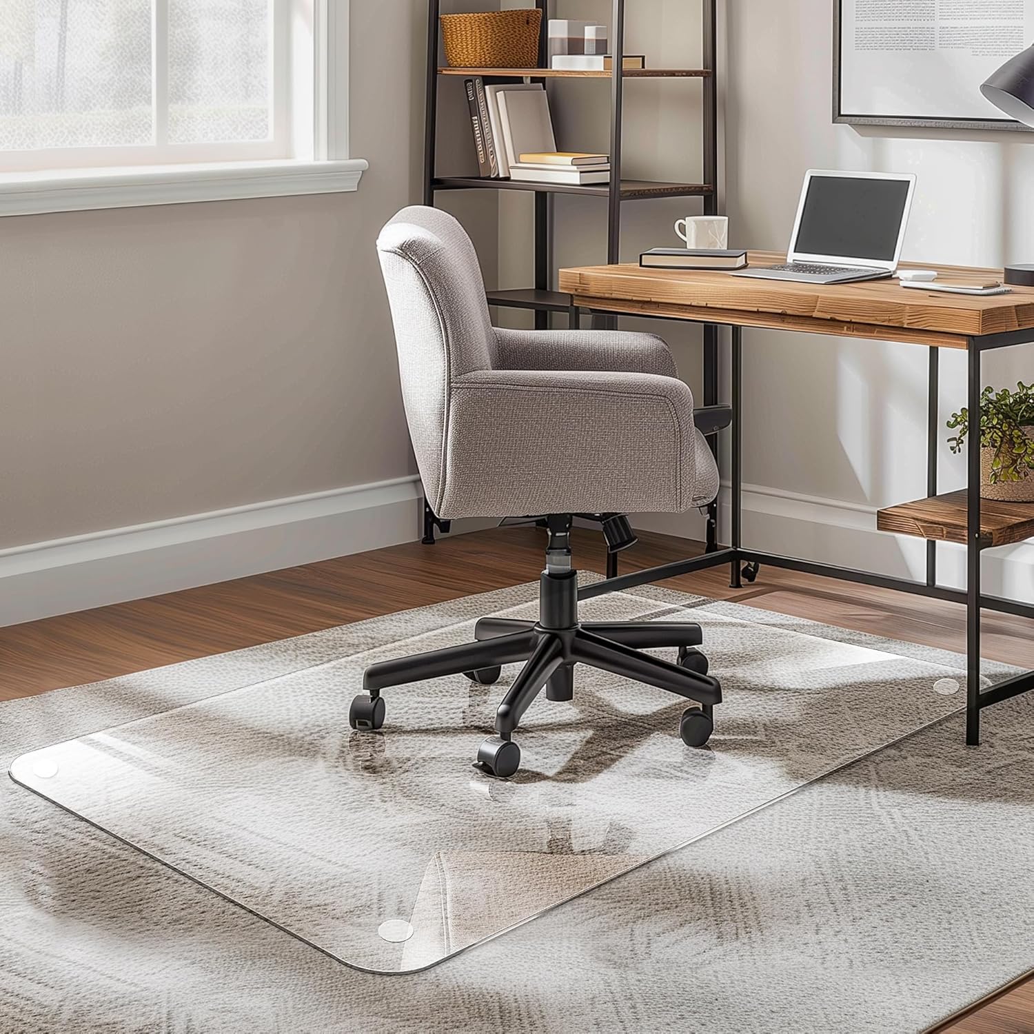 Office Chair Mat for Carpet & Hardwood, Upgraded 29" x 48" Dual Use Tempered Glass Chair Mat for