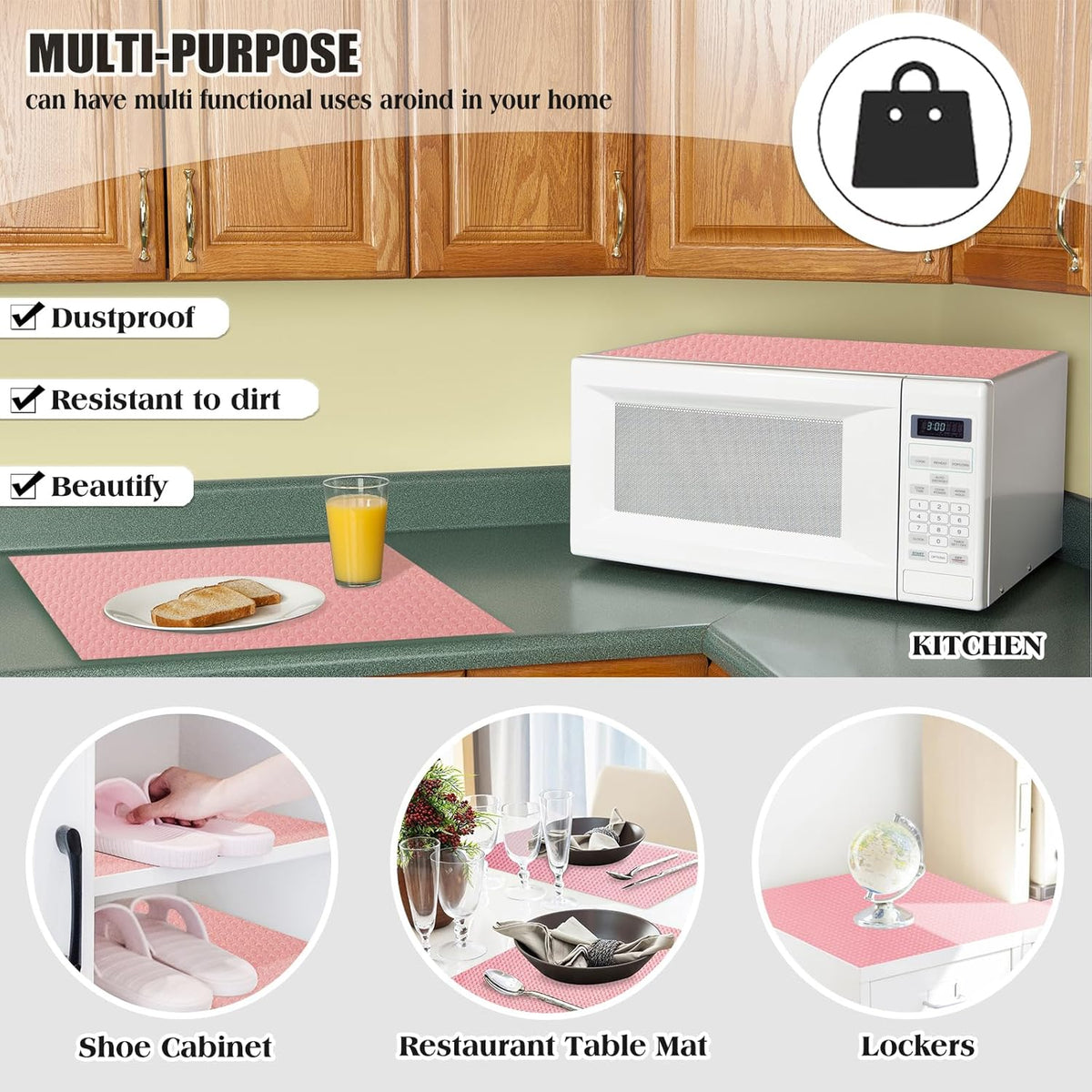 20Pcs Refrigerator Liners, Washable Fridge Liner Shelf Mats Refrigerator Pads for Cupboard Cabinet