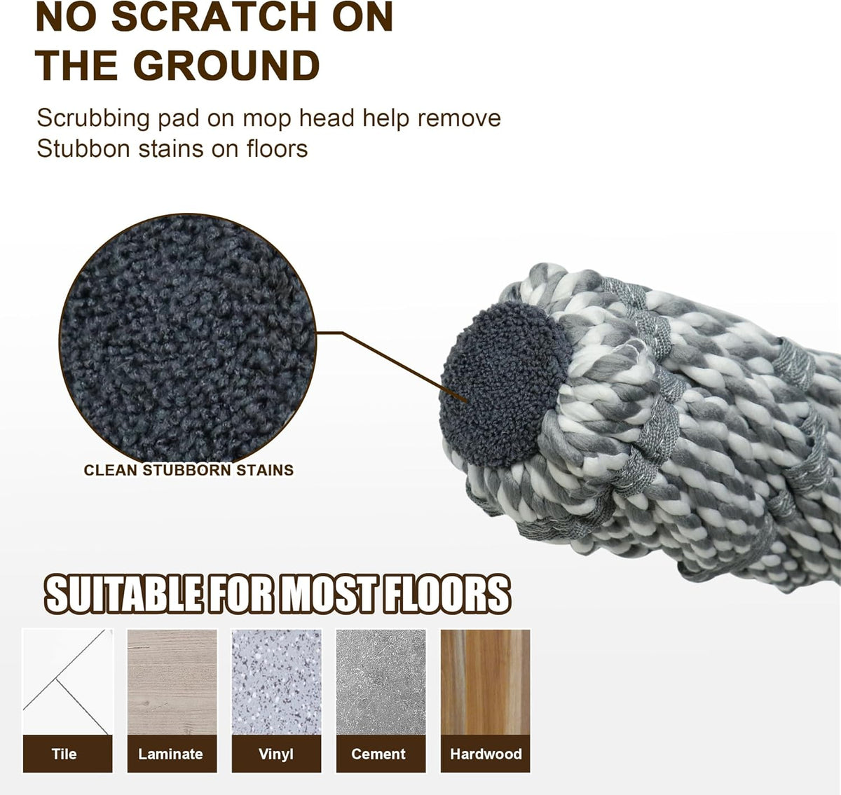Self Wringing Mop Floor Cleaning, Easy Squeeze Twist Mop, Heavy Duty Wet Mops for Cleaning Hardwood
