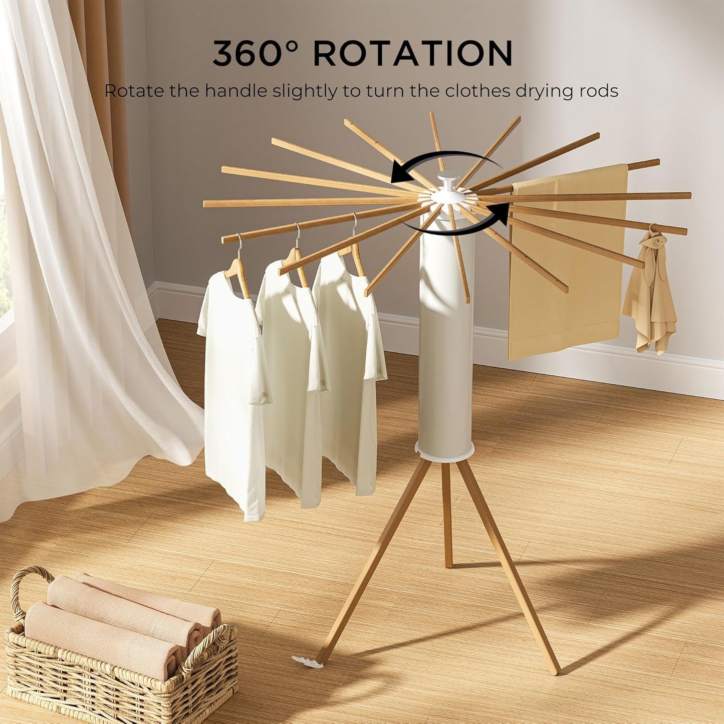 Tripod Clothes Drying Rack, Garment Rack Portable and Foldable Space Saving Laundry Drying Rack