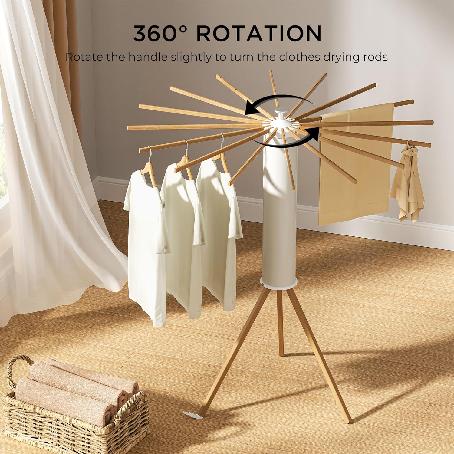Tripod Clothes Drying Rack, Garment Rack Portable and Foldable Space Saving Laundry Drying Rack