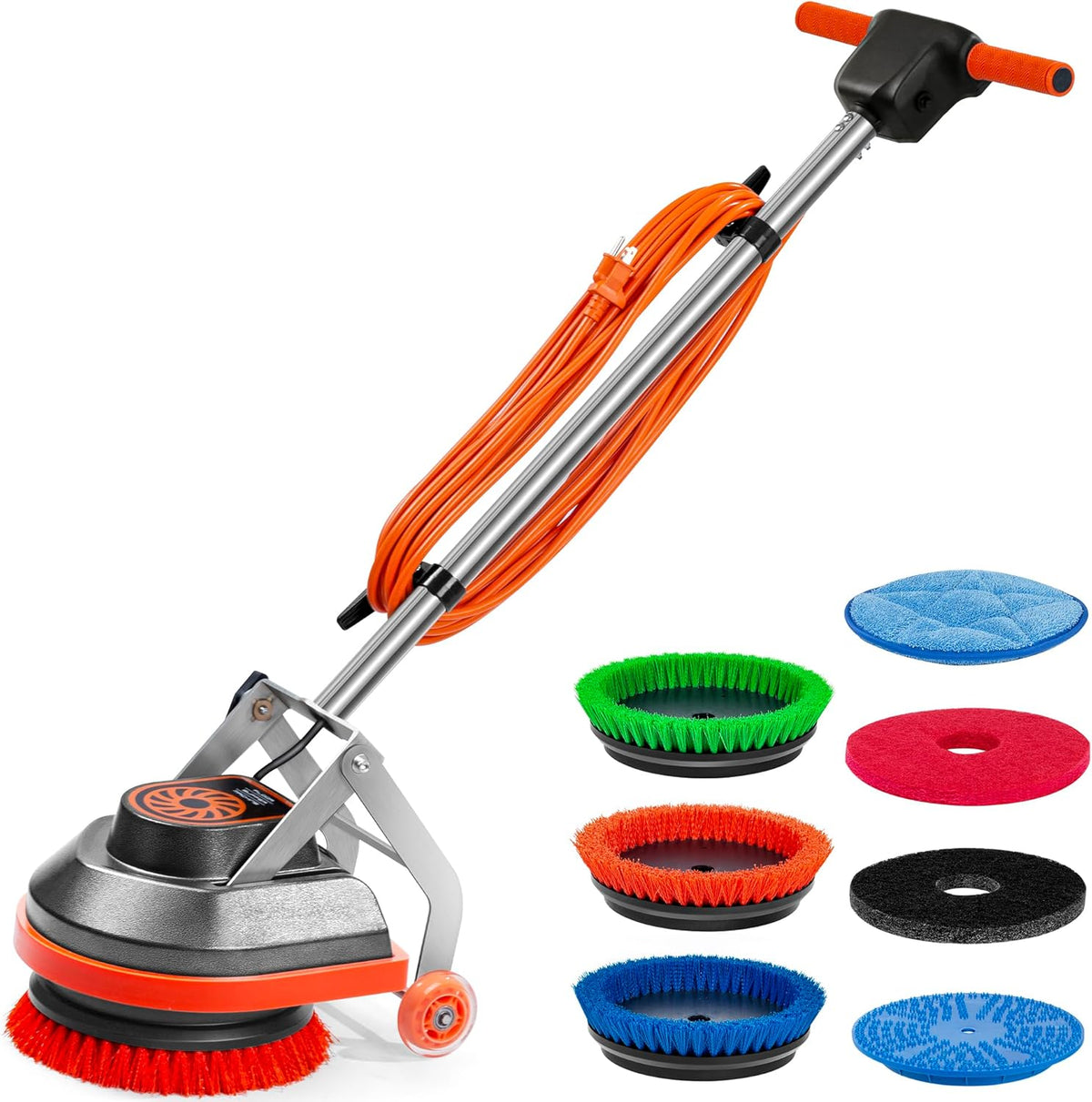 Commercial Floor Scrubber Machine with Brushes and Pads, Heavy Duty Floor Cleaner Polisher and