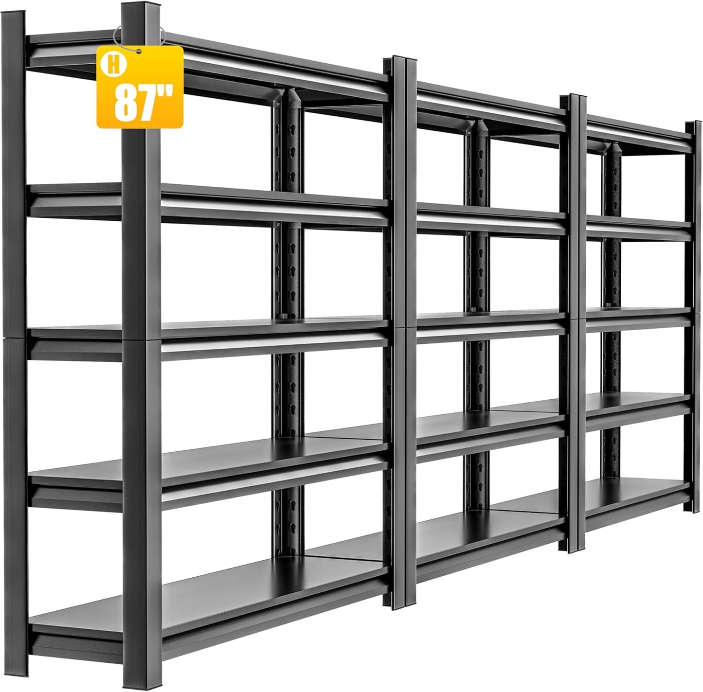 3 Pieces Garage Shelving,87"X48"X24"Inches,Heavy Duty Sturdy Steel Thickened Metal Shelves for