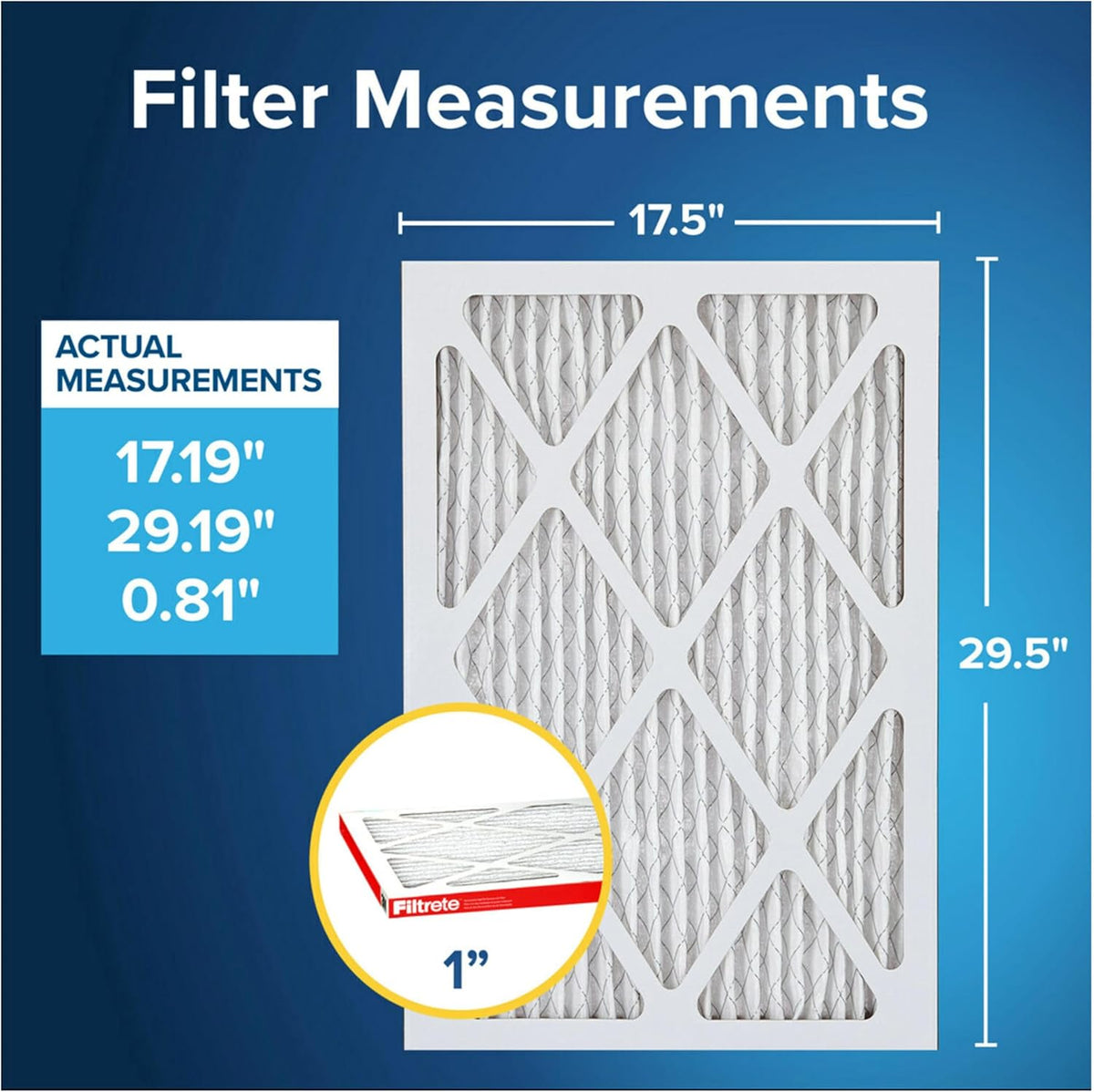 Filtrete 17.5x29.5x1 AC Furnace Air Filter, MERV 11, MPR 1000, Micro Allergen Defense, 3-Month