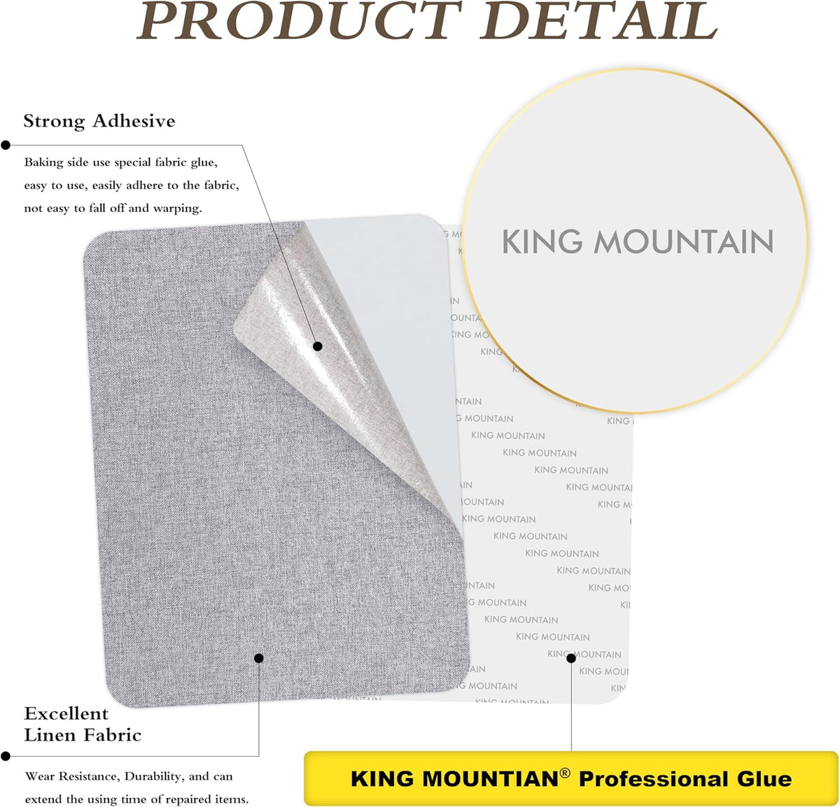 KING MOUNTAIN Fine Linen Repair Patches, Self-Adhesive Linen Fabric Patches, 12X40 inch Extra Size