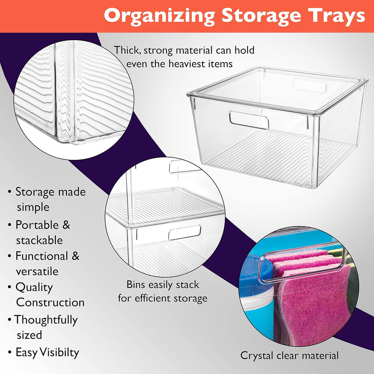 ClearSpace Plastic Storage Bins with Lids XL – Perfect Kitchen Organization or Pantry Storage