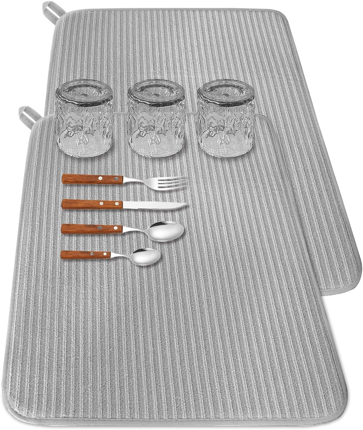 2 Pack Large Dish Drying Mat for Kitchen Counter,24*17 inch Microfiber Absorbent Dish Drainer,Large