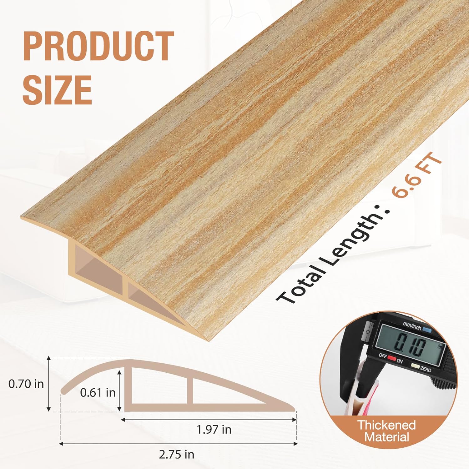 Floor Transition Strip Self Adhesive Vinyl Door Threshold for Doorways Carpet Edging Trim Overlap
