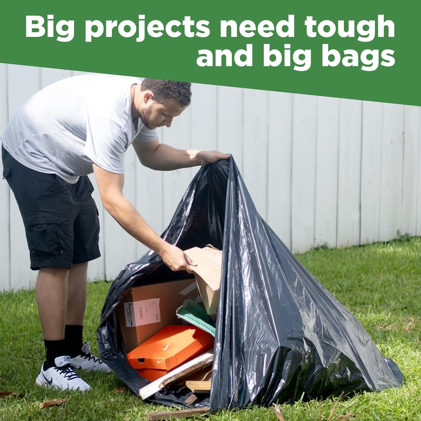 ToughBag 95-96 Gallon Trash Bags Heavy Duty, Black Garbage Bags (50 COUNT) Extra Large 90, 95, 96