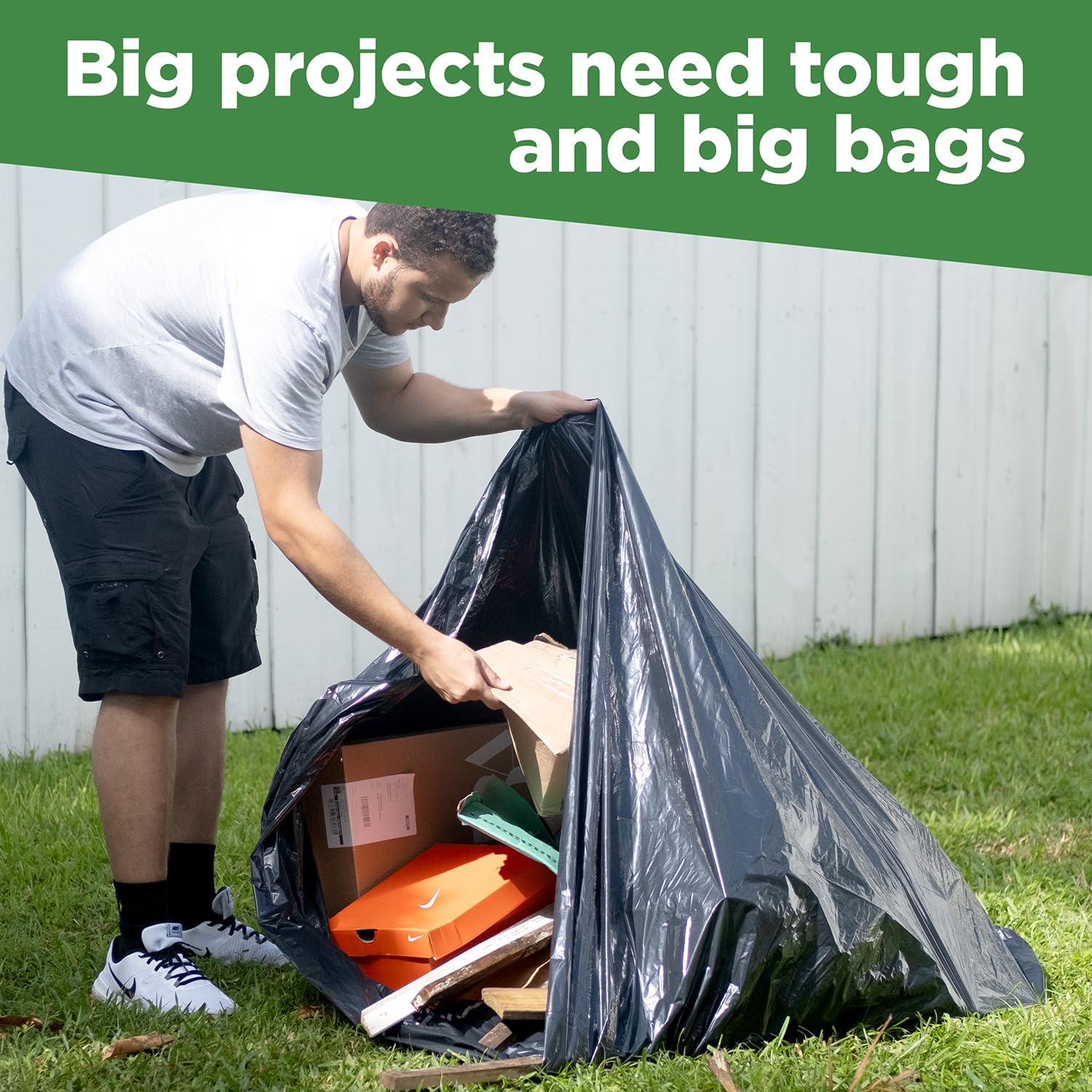 ToughBag 95-96 Gallon Trash Bags Heavy Duty, Black Garbage Bags (50 COUNT) Extra Large 90, 95, 96