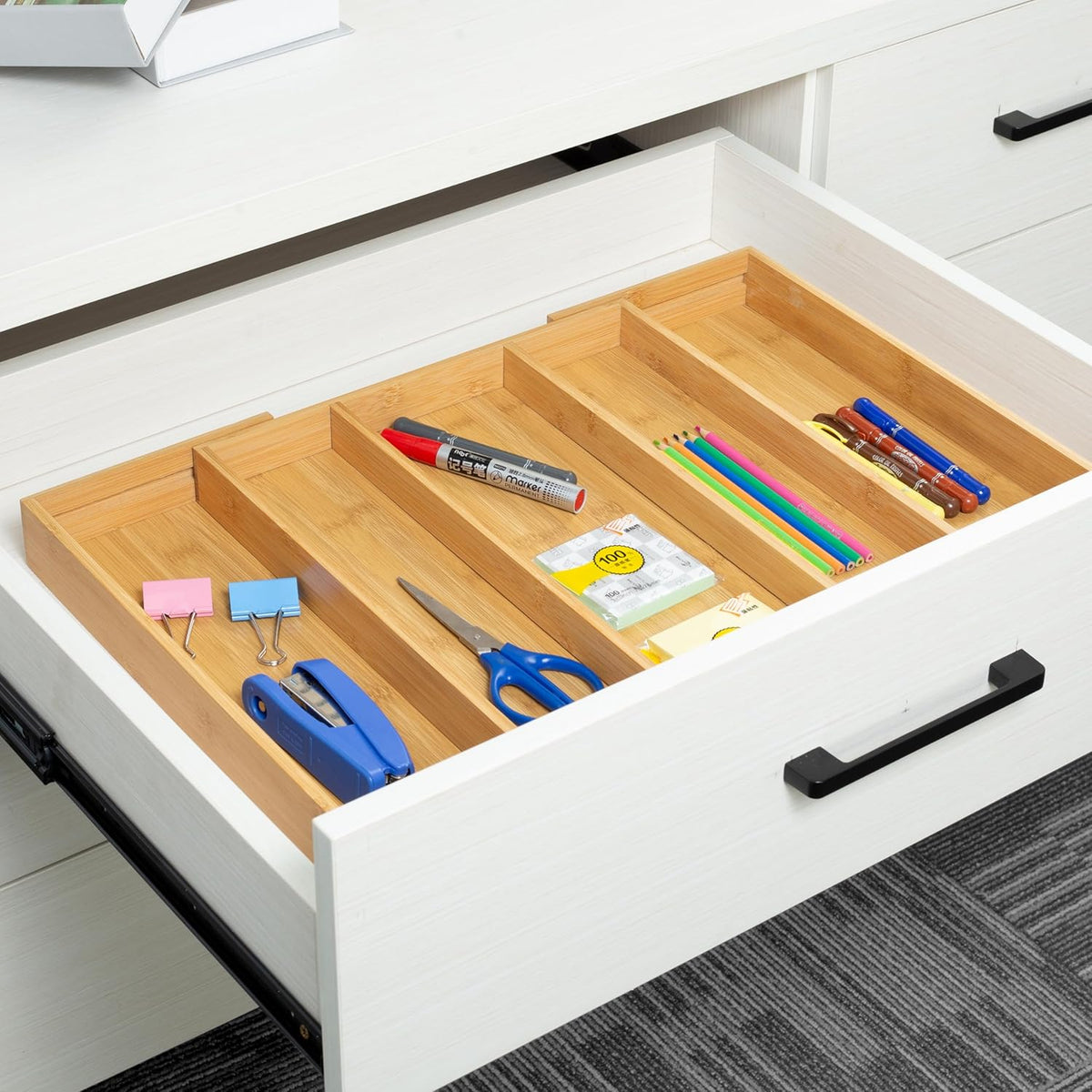 Utoplike Bamboo Expandable Kitchen Drawer Organizer, Adjustable Utensil Holder and Cutlery Tray